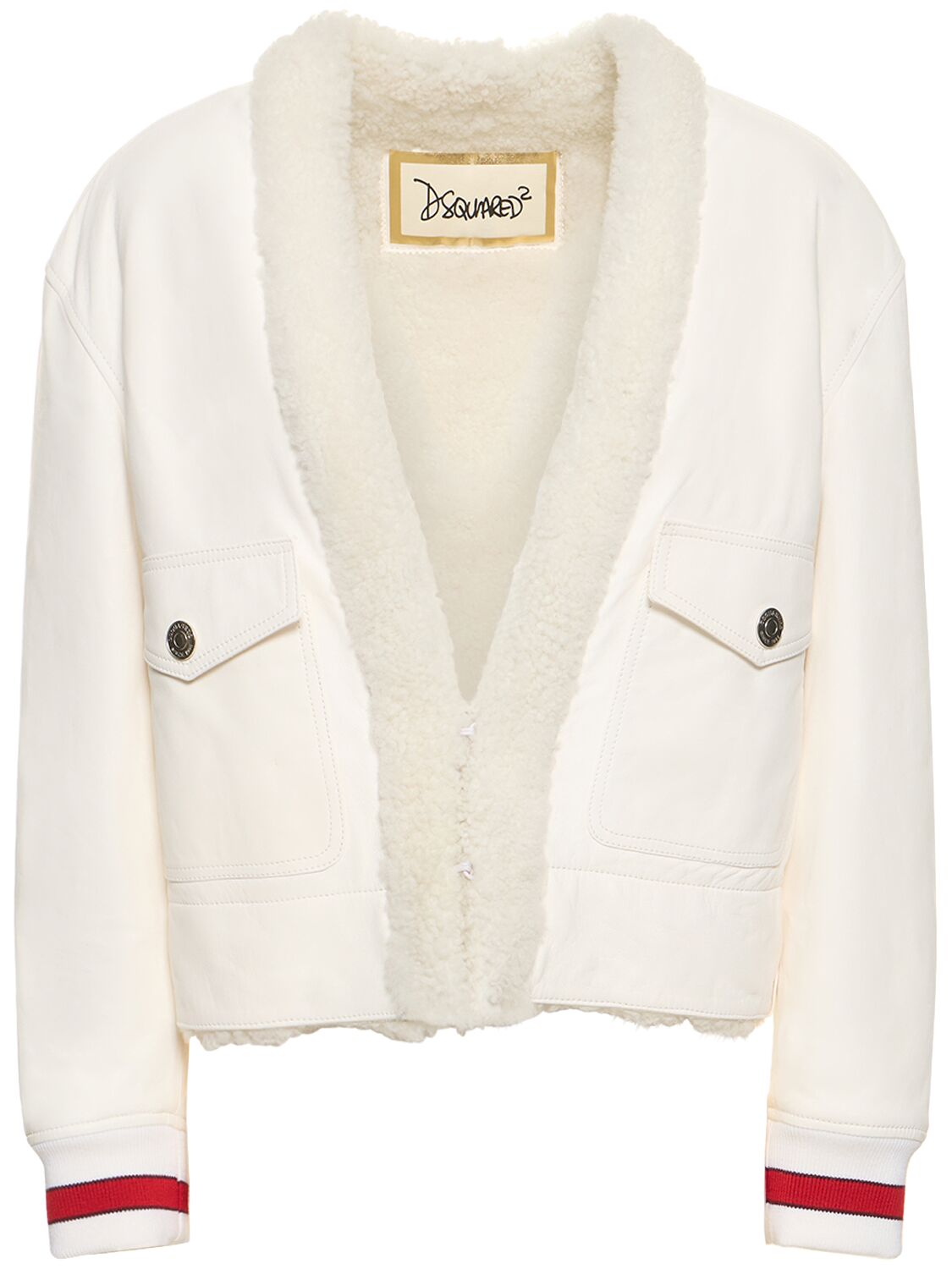 Dsquared2 皮毛一体披肩领夹克 In White