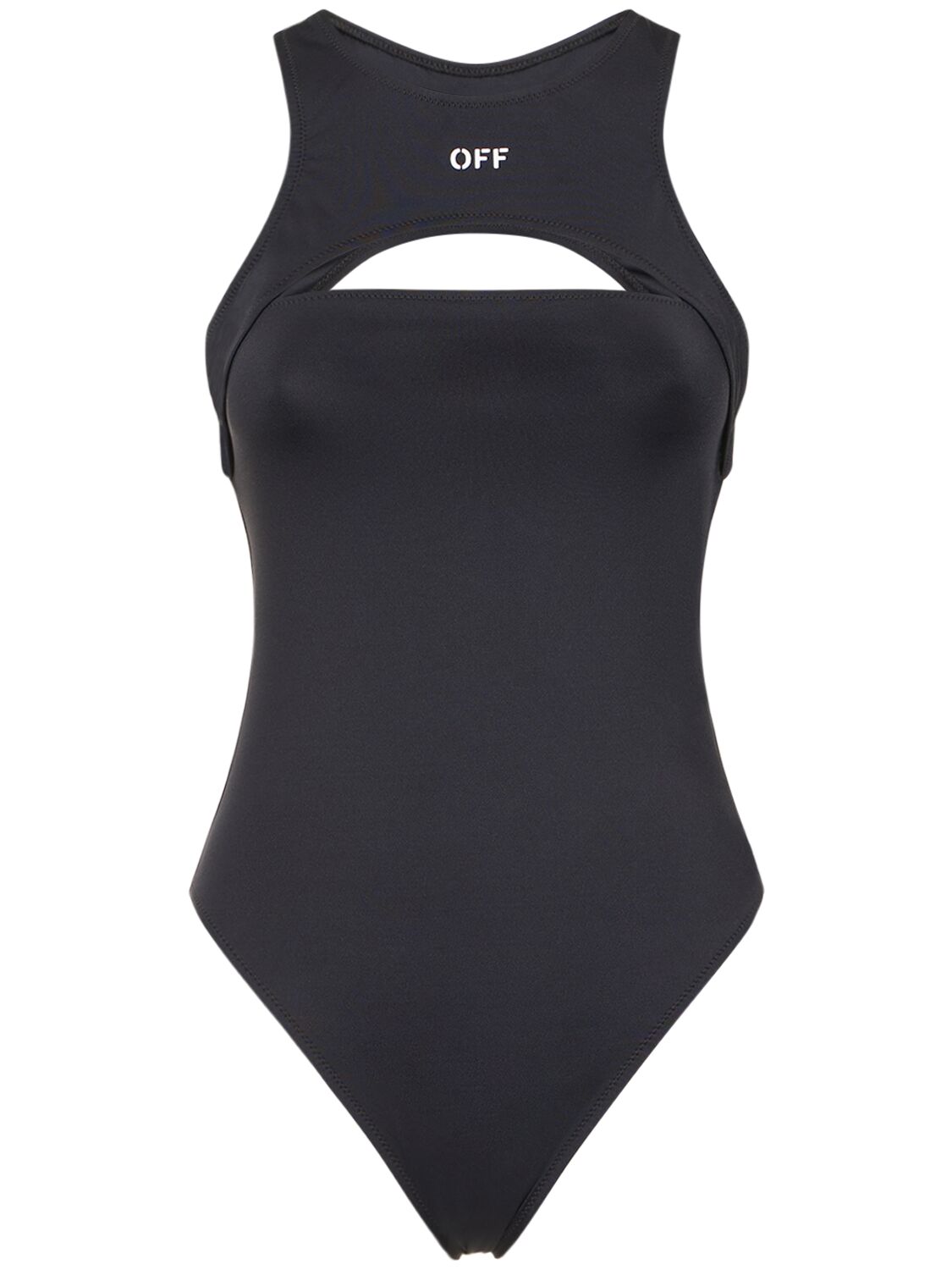 Off-white Off Logo Cutout Swimsuit In Black