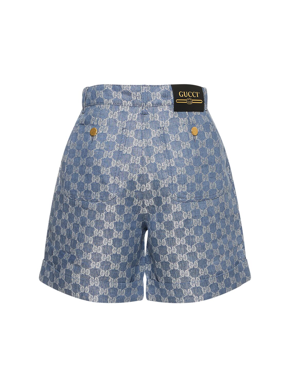 Shop Gucci Gg Jacquard Bermuda Shorts In Blue,grey