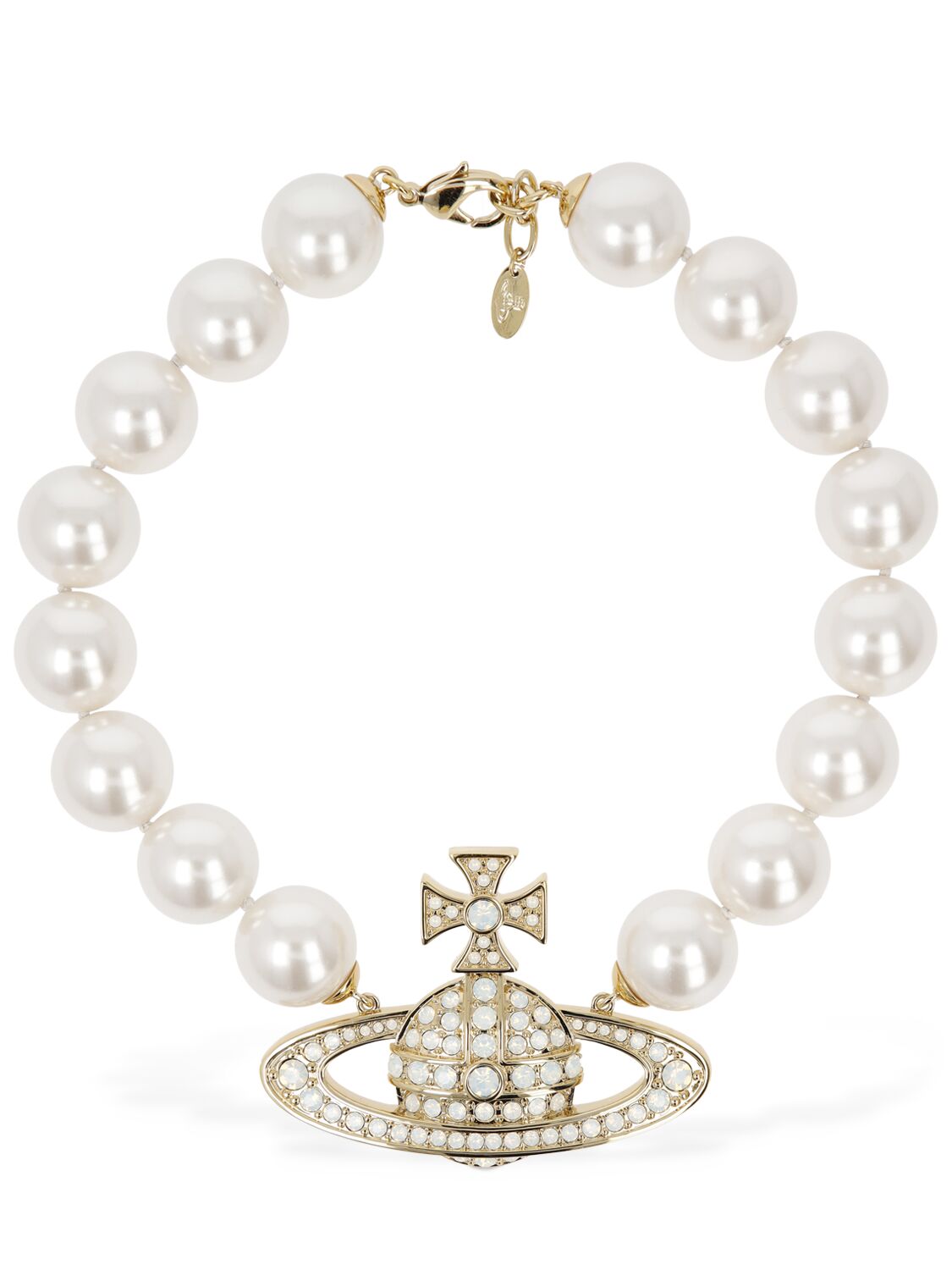 Vivienne Westwood Neysa Imitation Pearl Collar Necklace In Cream,gold