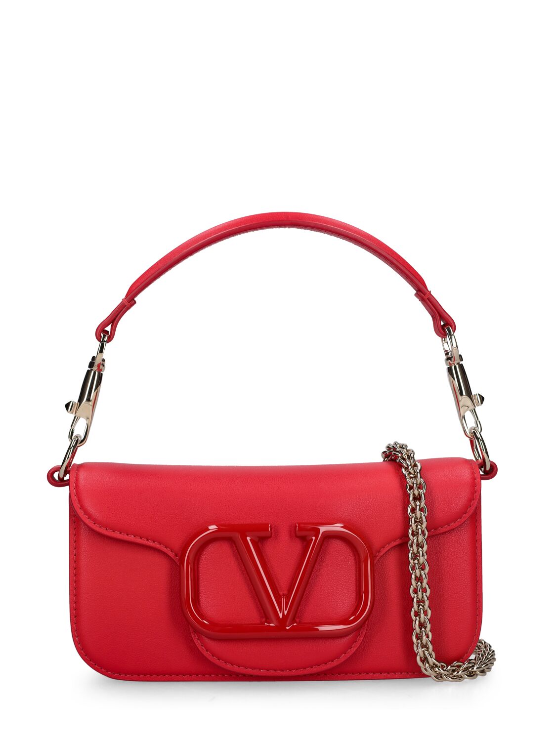 Valentino Garavani Small Locò Leather Top Handle Bag In Red