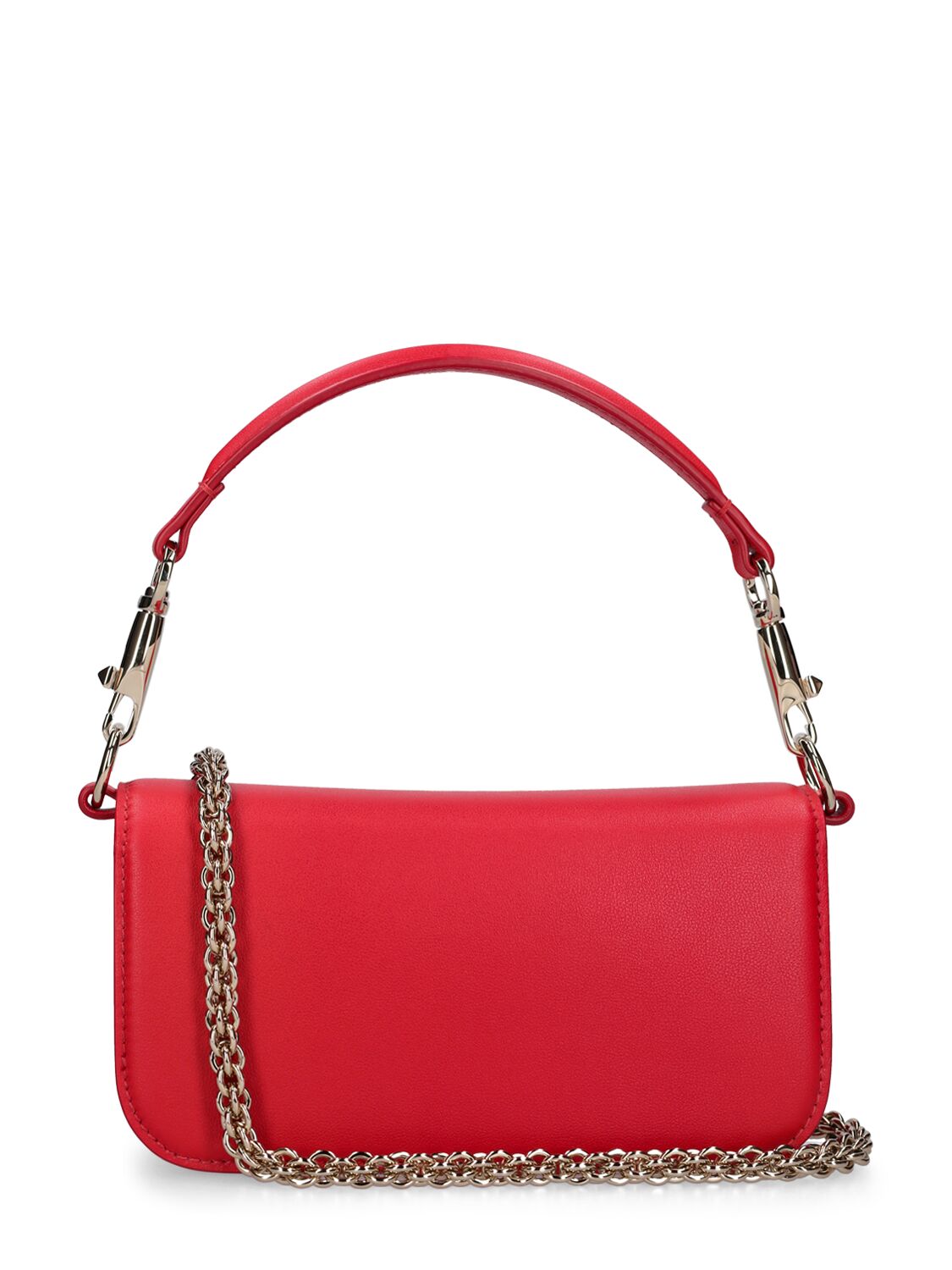 Shop Valentino Small Locò Leather Top Handle Bag In Rouge