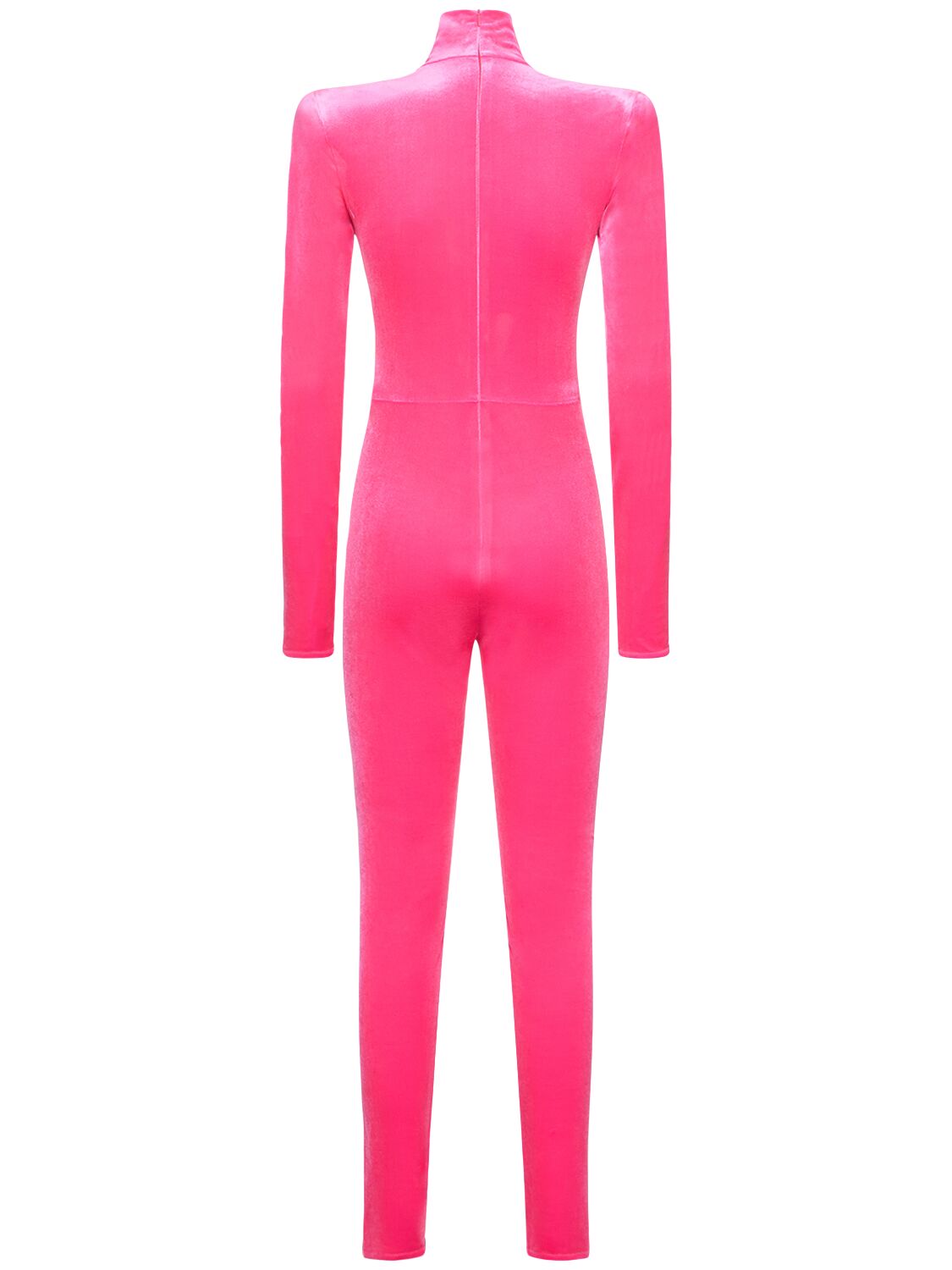 Shop Alexandre Vauthier Velvet Jumpsuit In Neon Pink