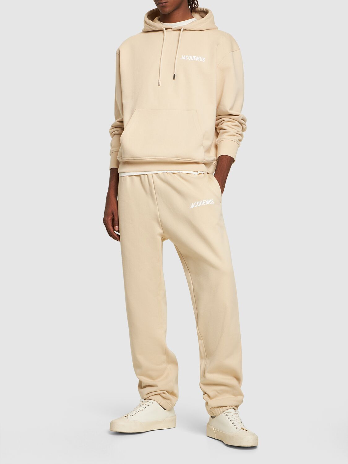 Shop Jacquemus Le Jogging  Cotton Sweatpants In Beige