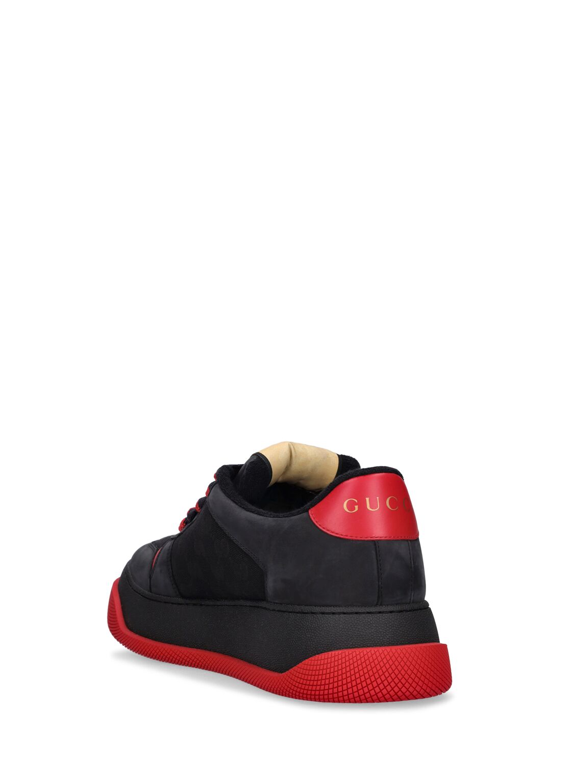 Shop Gucci Double Screener Cotton Blend Sneakers In Black,red