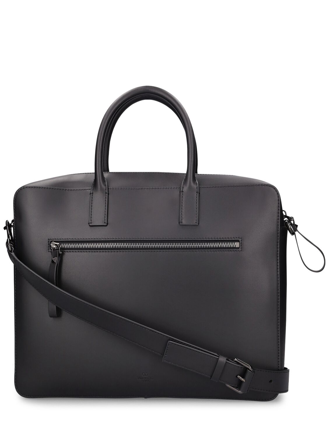 Shop Valentino Vltn Leather Brief Case In Black