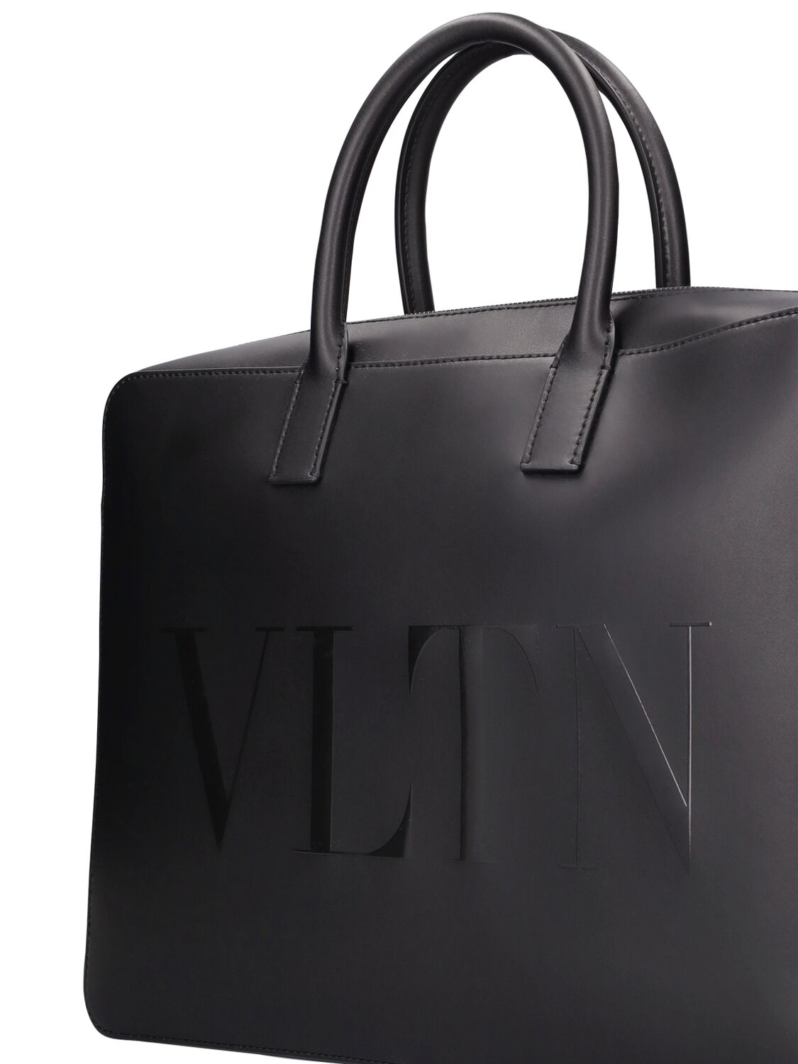 Shop Valentino Vltn Leather Brief Case In Black