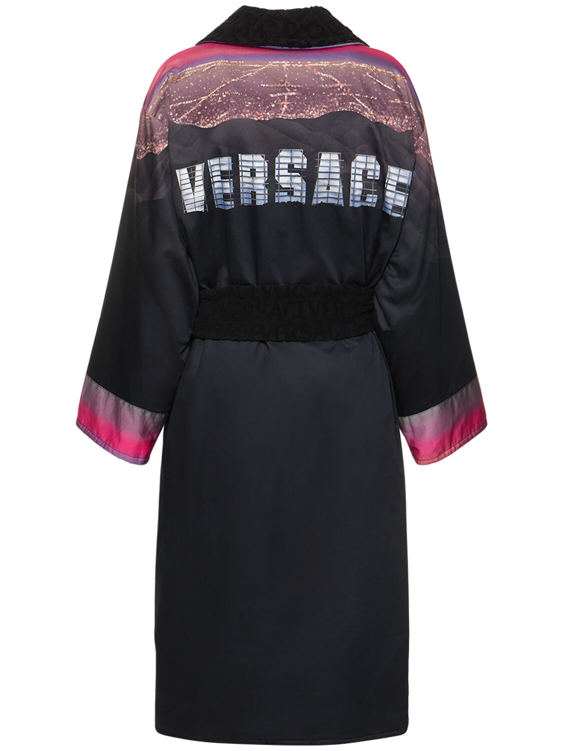 Shop Versace Heritage Printed Bathrobe In Black