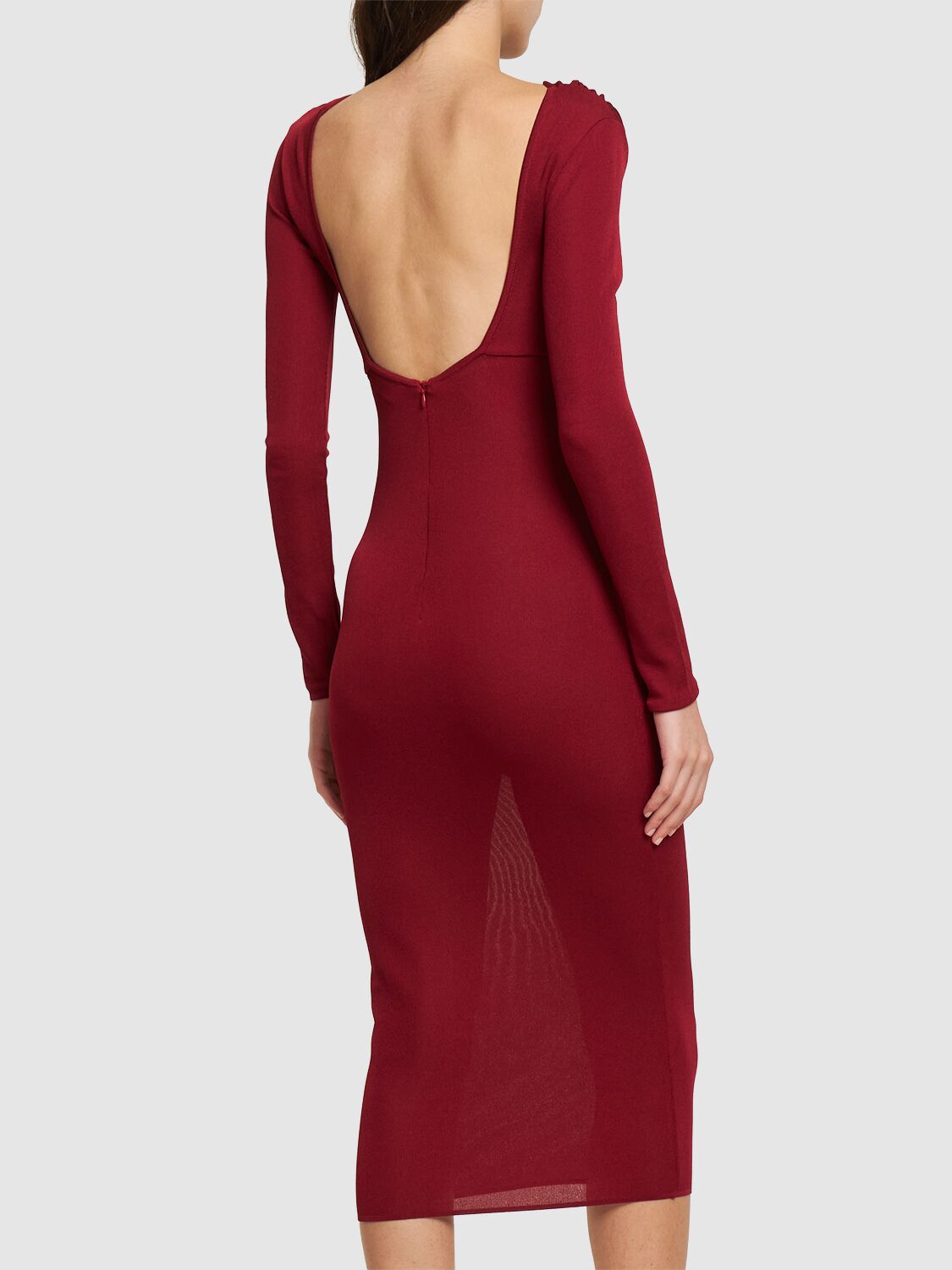 Shop Alexandre Vauthier Viscose Knit Maxi Dress In Cinnabar Red