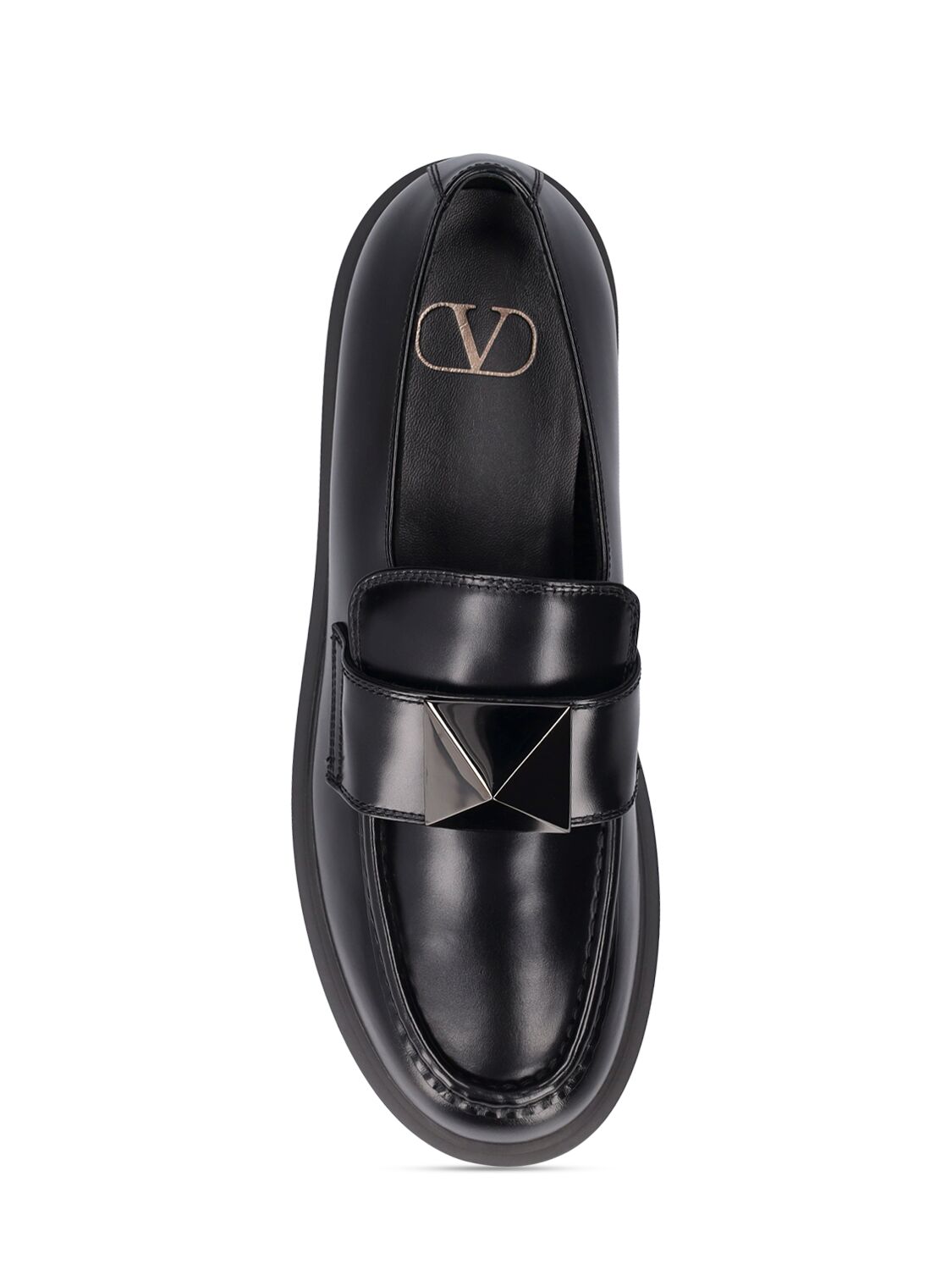 Shop Valentino 45mm One Stud Leather Loafers In Black
