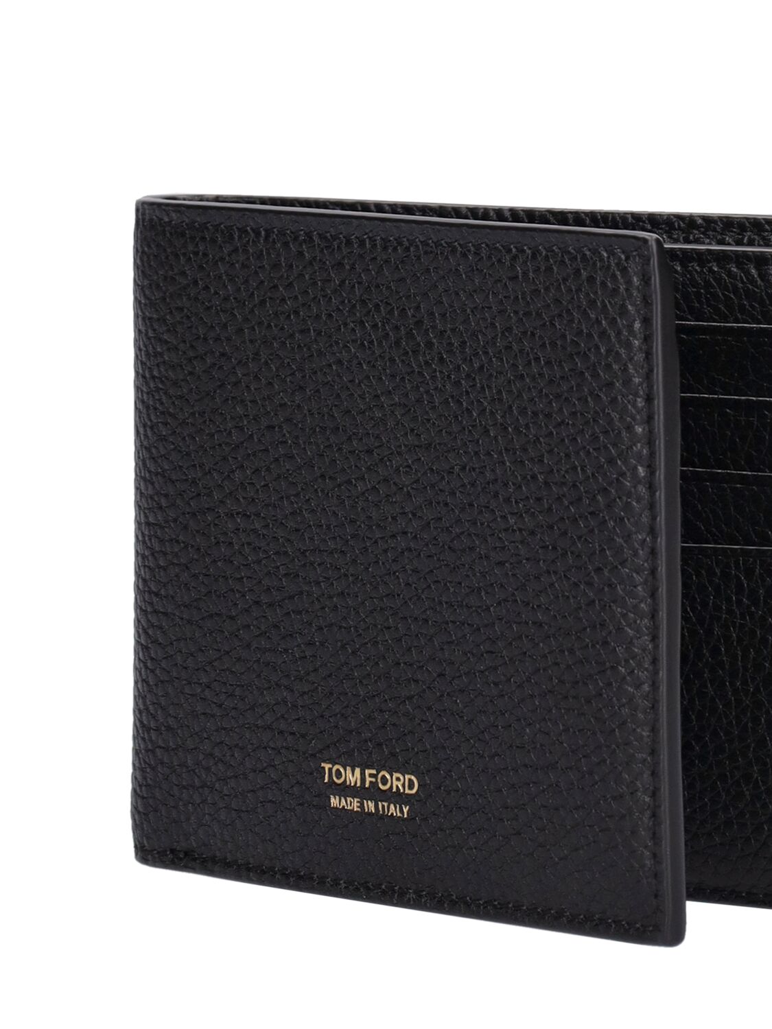Shop Tom Ford Soft Grain Leather Wallet W/logo In Black