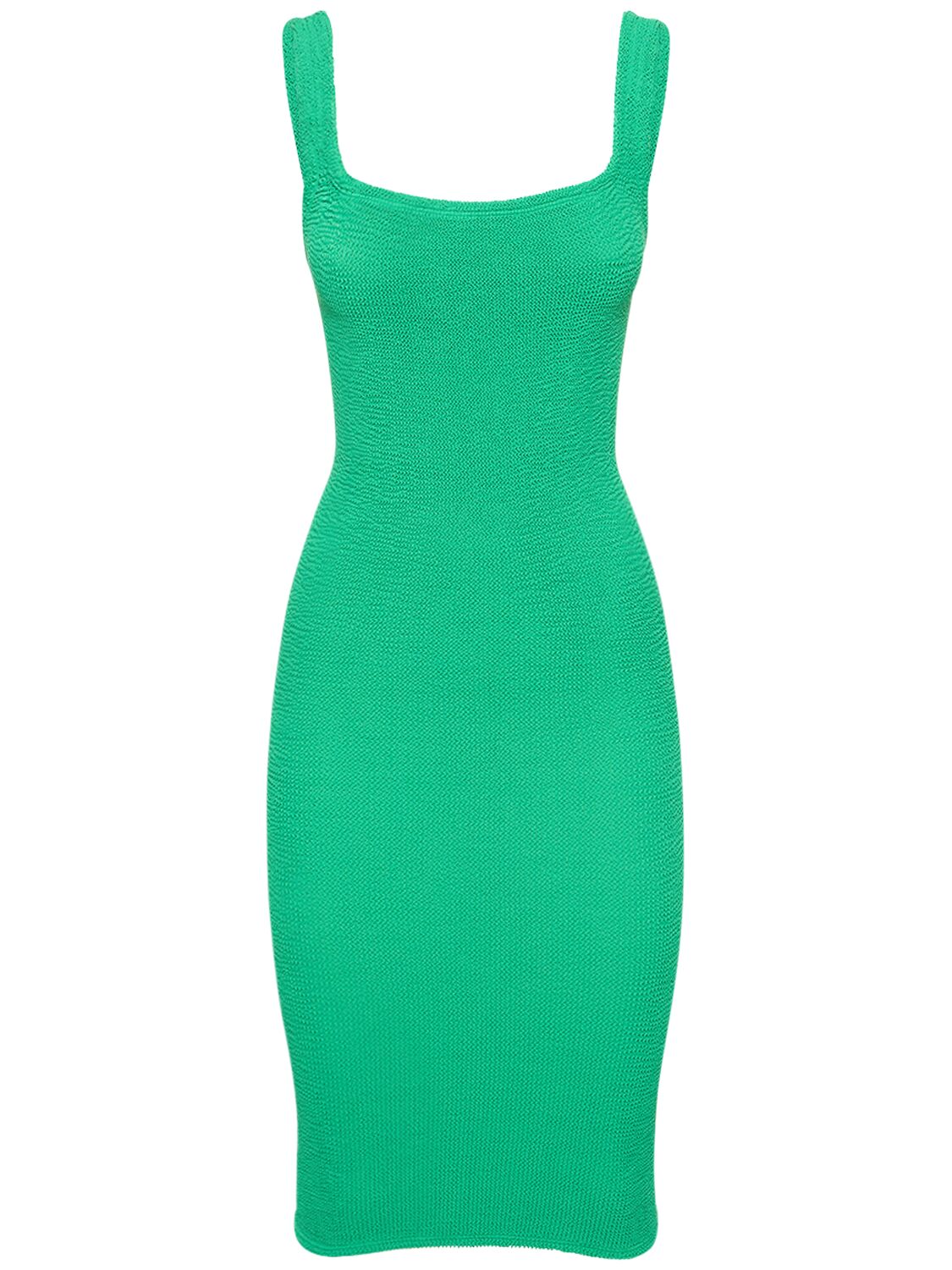 Hunza G Womens Emerald Square-neck Textured Stretch-woven Mini Dress ...