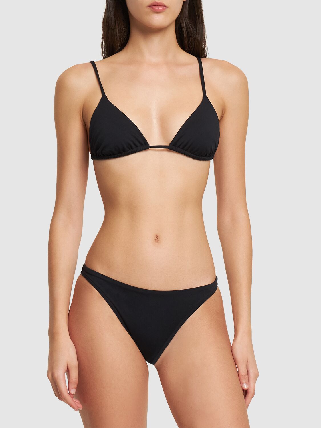Shop Wardrobe.nyc Stretch Tech Triangle Bikini Set In Black
