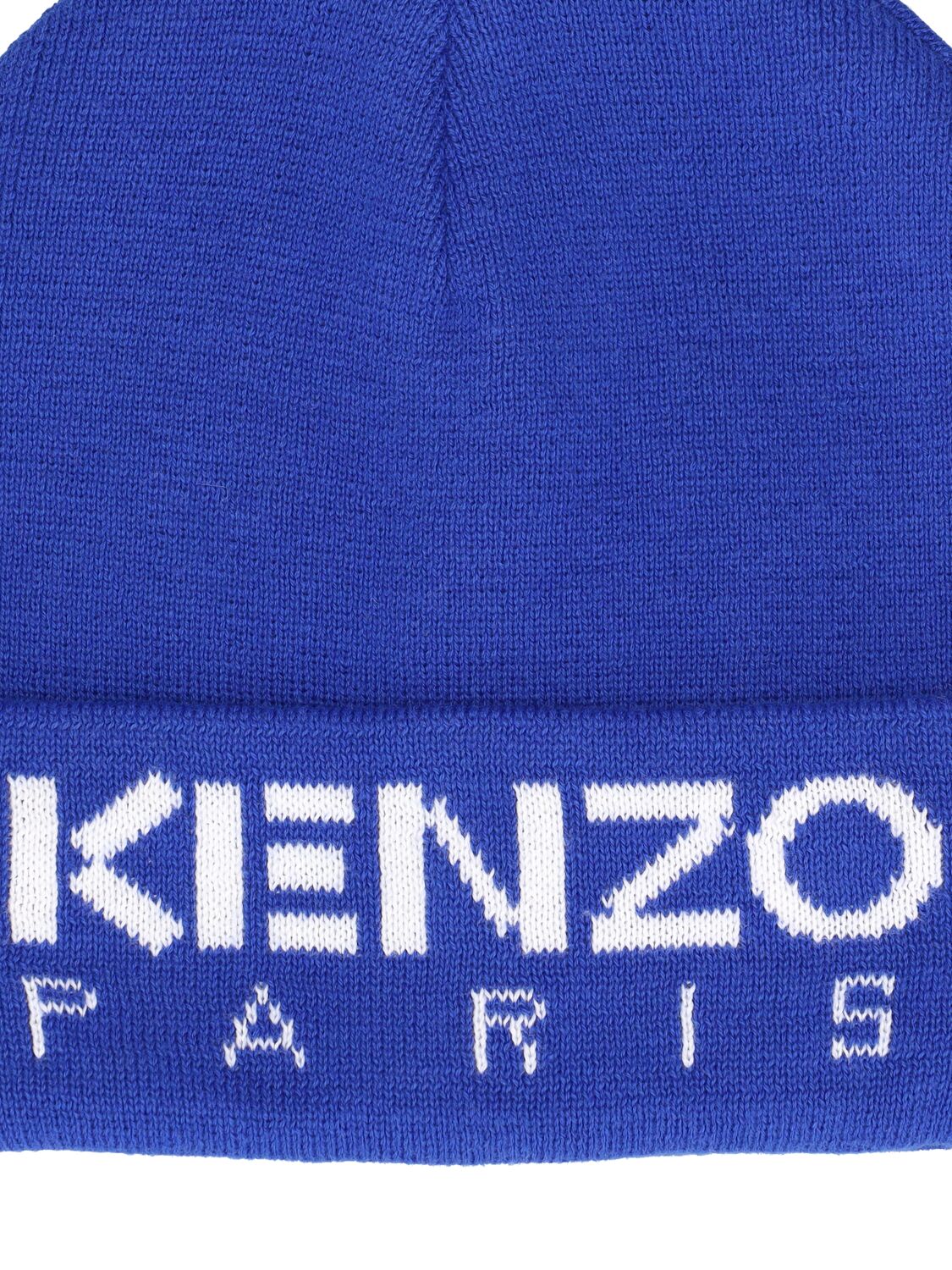 Shop Kenzo Cotton & Wool Beanie W/ Logo In Navy