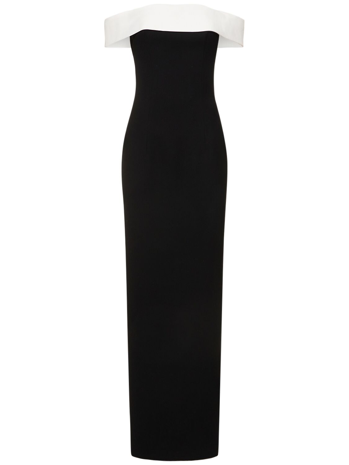 Monot Colour-block Off-shoulder Maxi Dress In Black,white