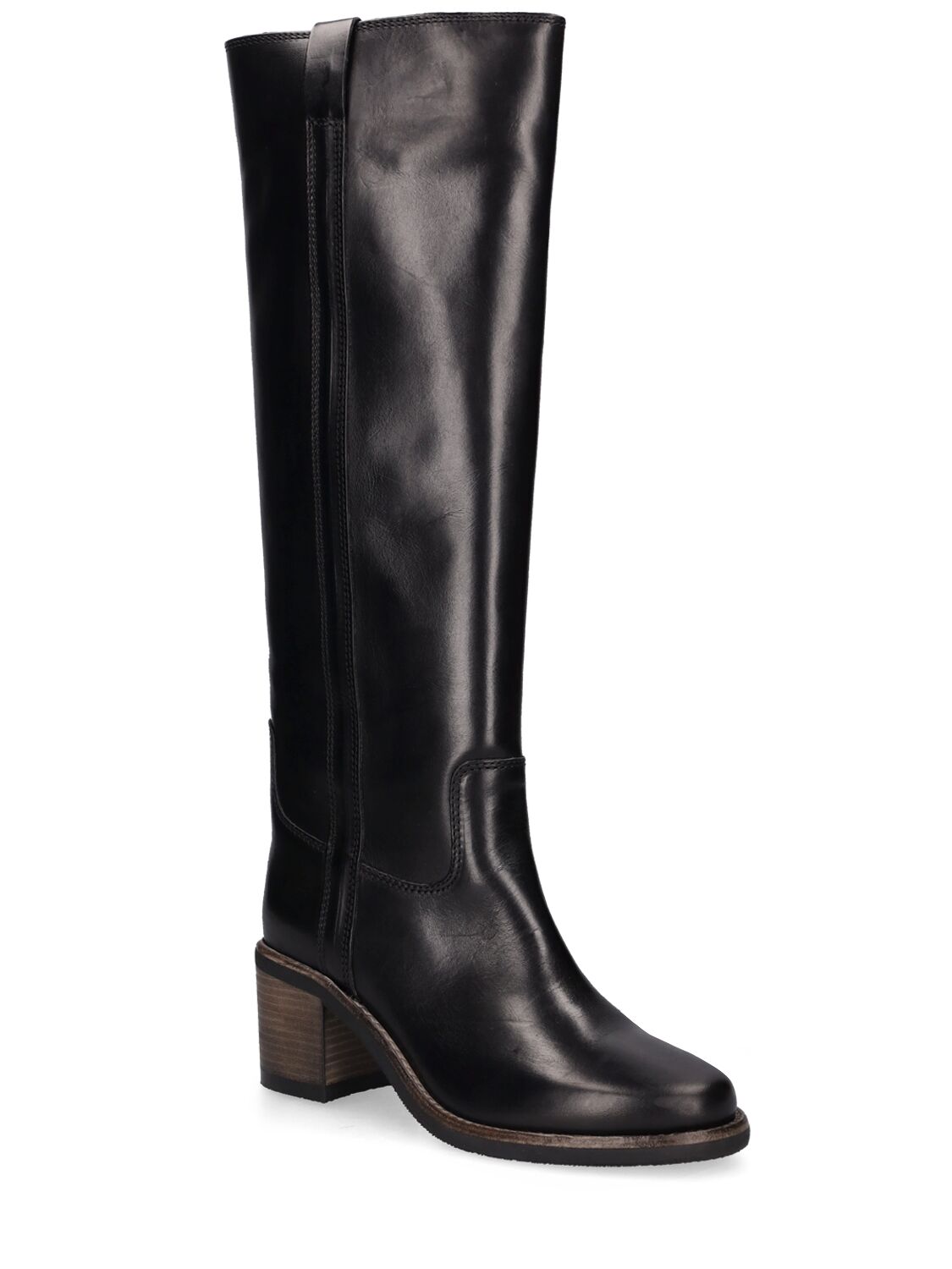 Shop Isabel Marant 50mm Seenia Leather Tall Boots In Black