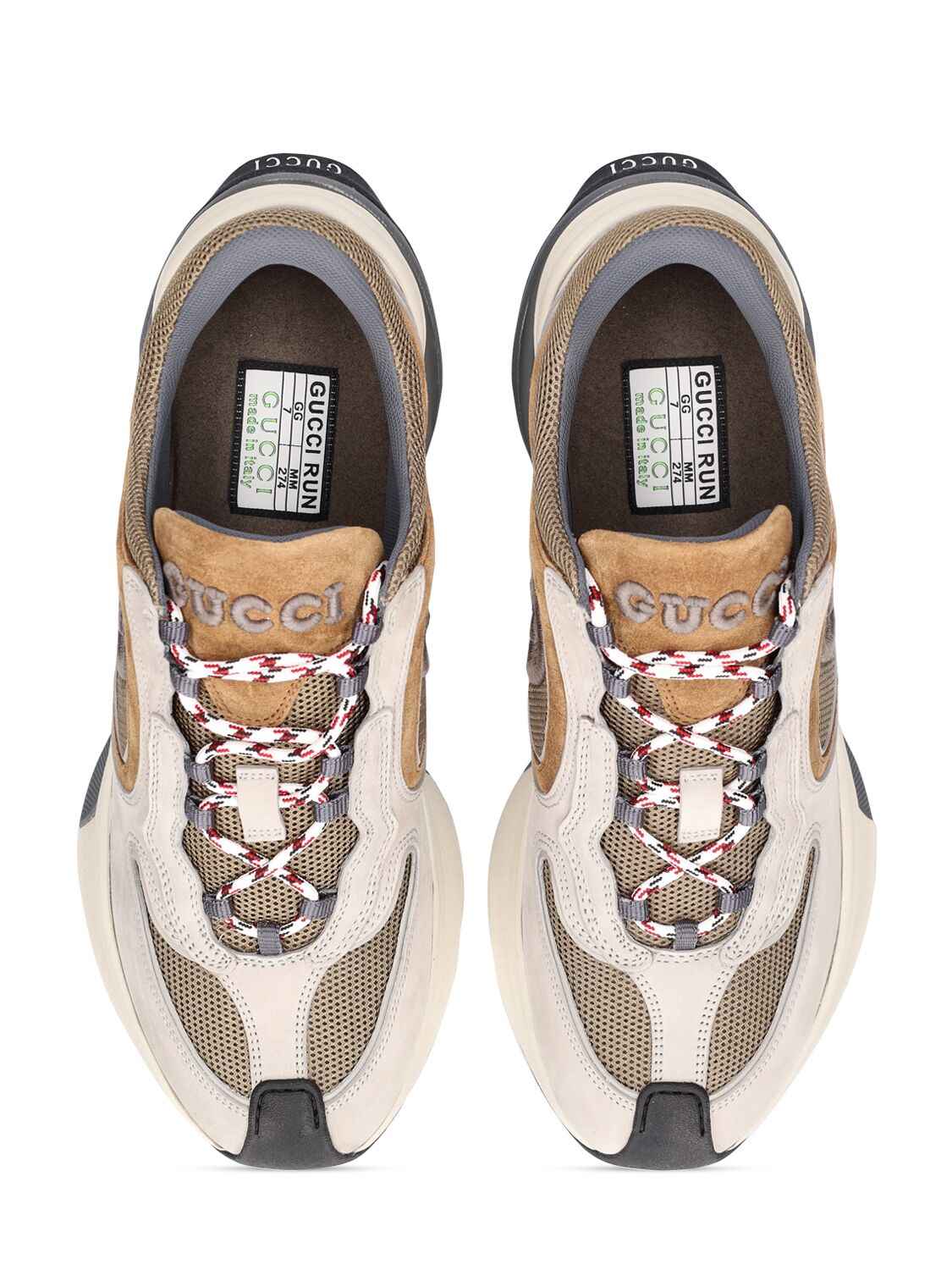 Shop Gucci Gg Leather Sneakers In Grey,multi