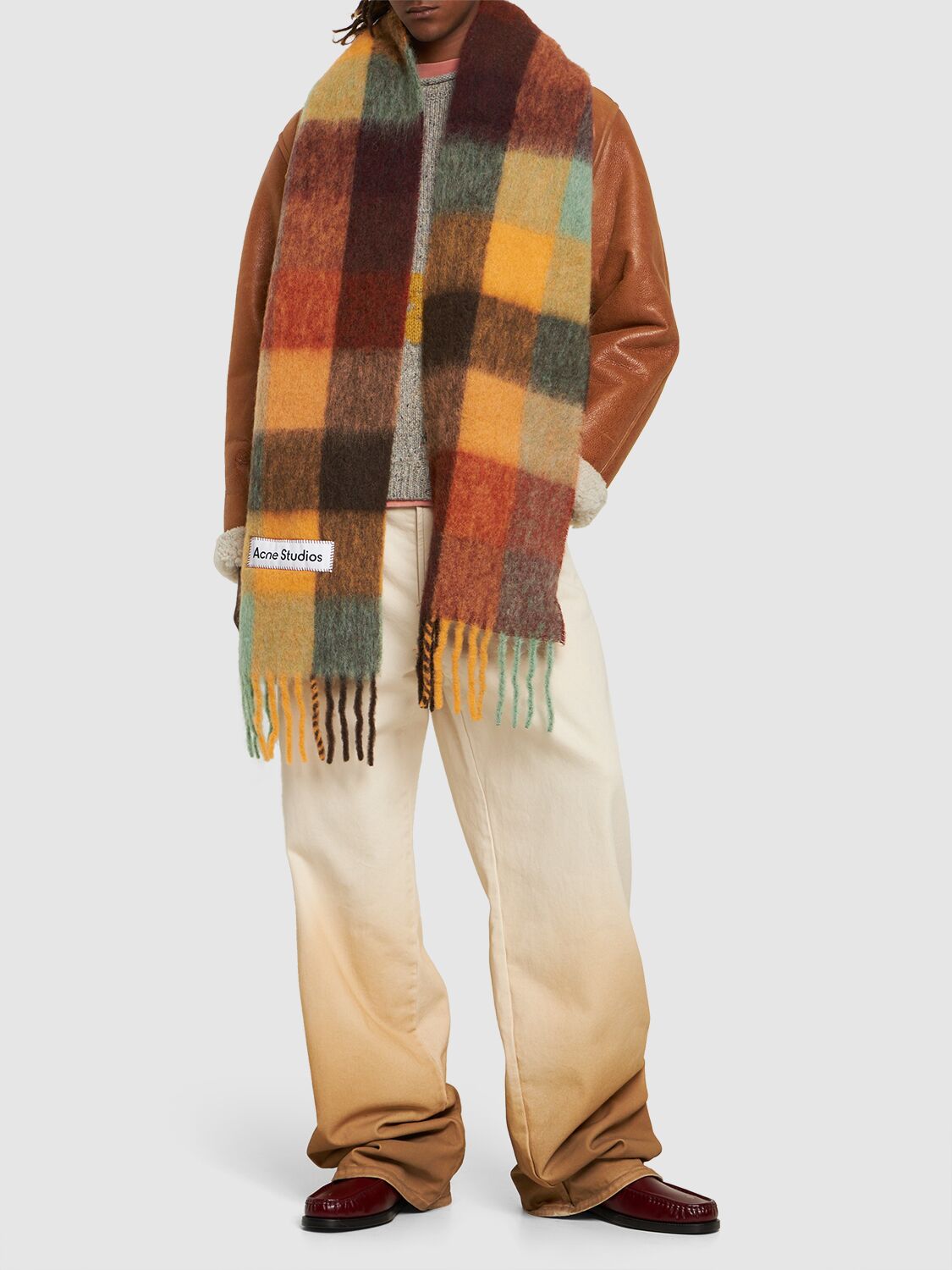 Shop Acne Studios Vally Alpaca Blend Scarf In Chestunt Brown/