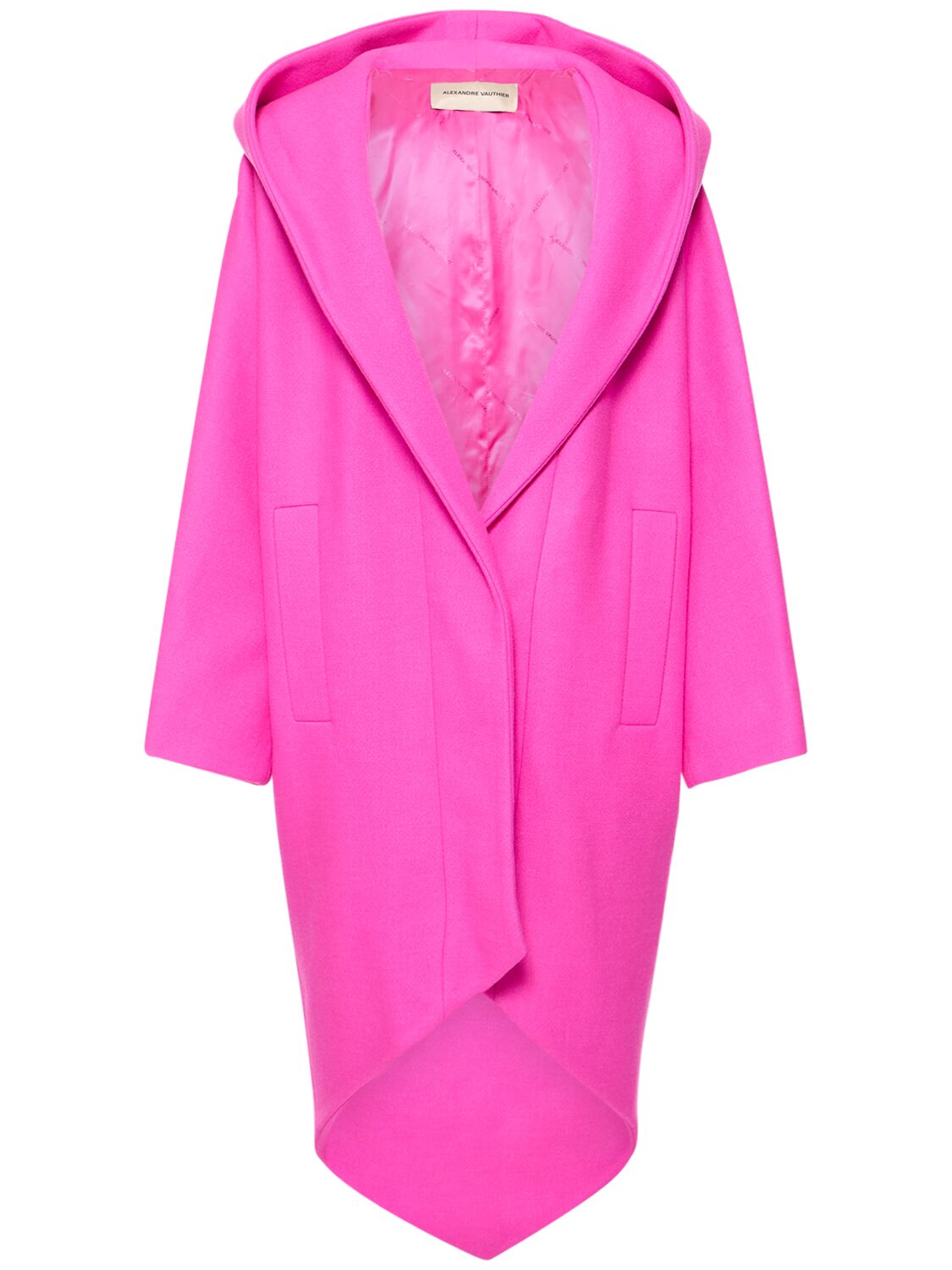 Alexandre Vauthier Hooded Long Coat In Doll Pink