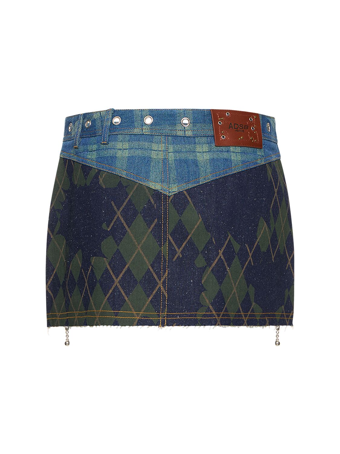 Shop Andersson Bell Kiki Broken Argyle Denim Mini Skirt In Blue