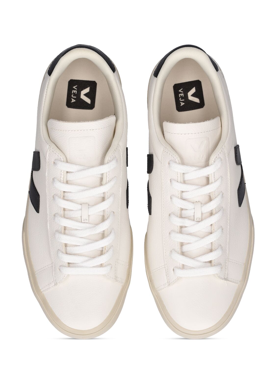 Shop Veja Campo Low Leather Sneakers In White/black