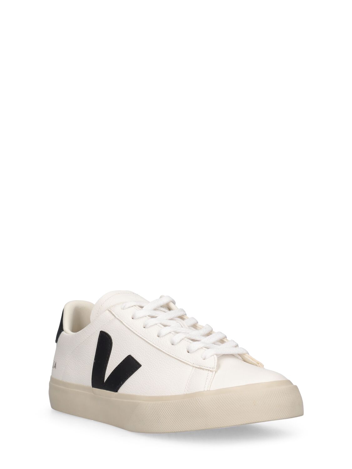 Shop Veja Campo Low Leather Sneakers In White/black
