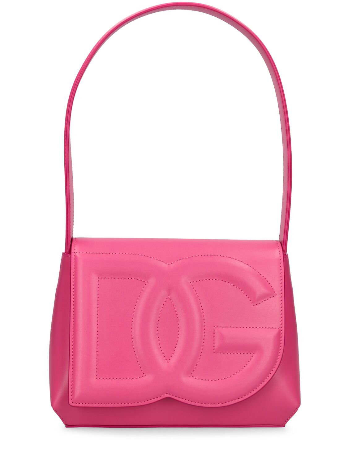Shop Dolce & Gabbana Logo Leather Shoulder Bag In Light Lilac
