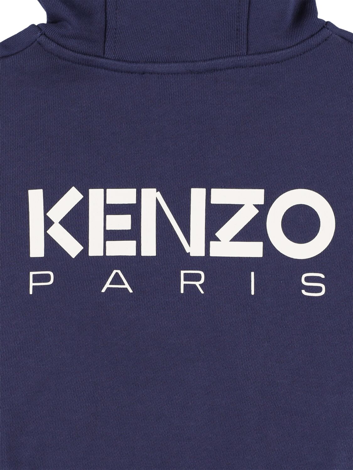 Shop Kenzo Printed Cotton Hoodie W/logo In Navy