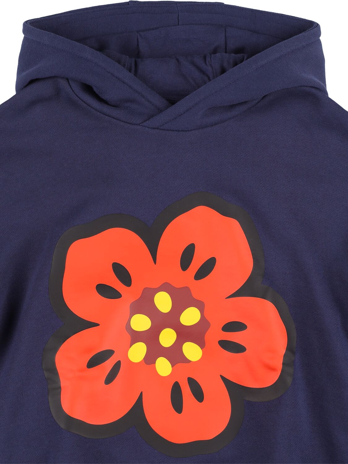 Shop Kenzo Printed Cotton Hoodie W/logo In Navy