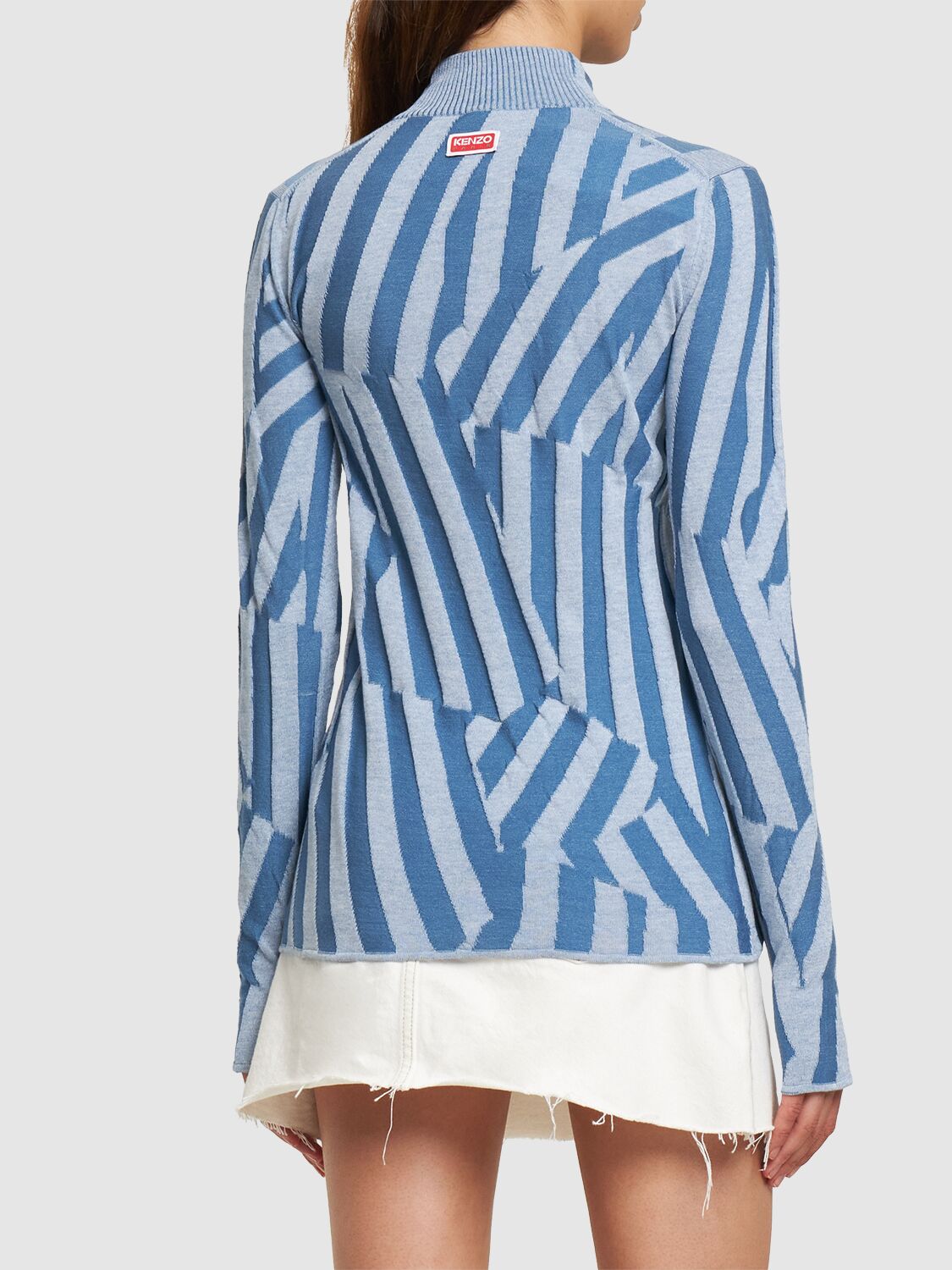 Shop Kenzo Dazzle Stripe Wool Blend Sweater In Blue,multi