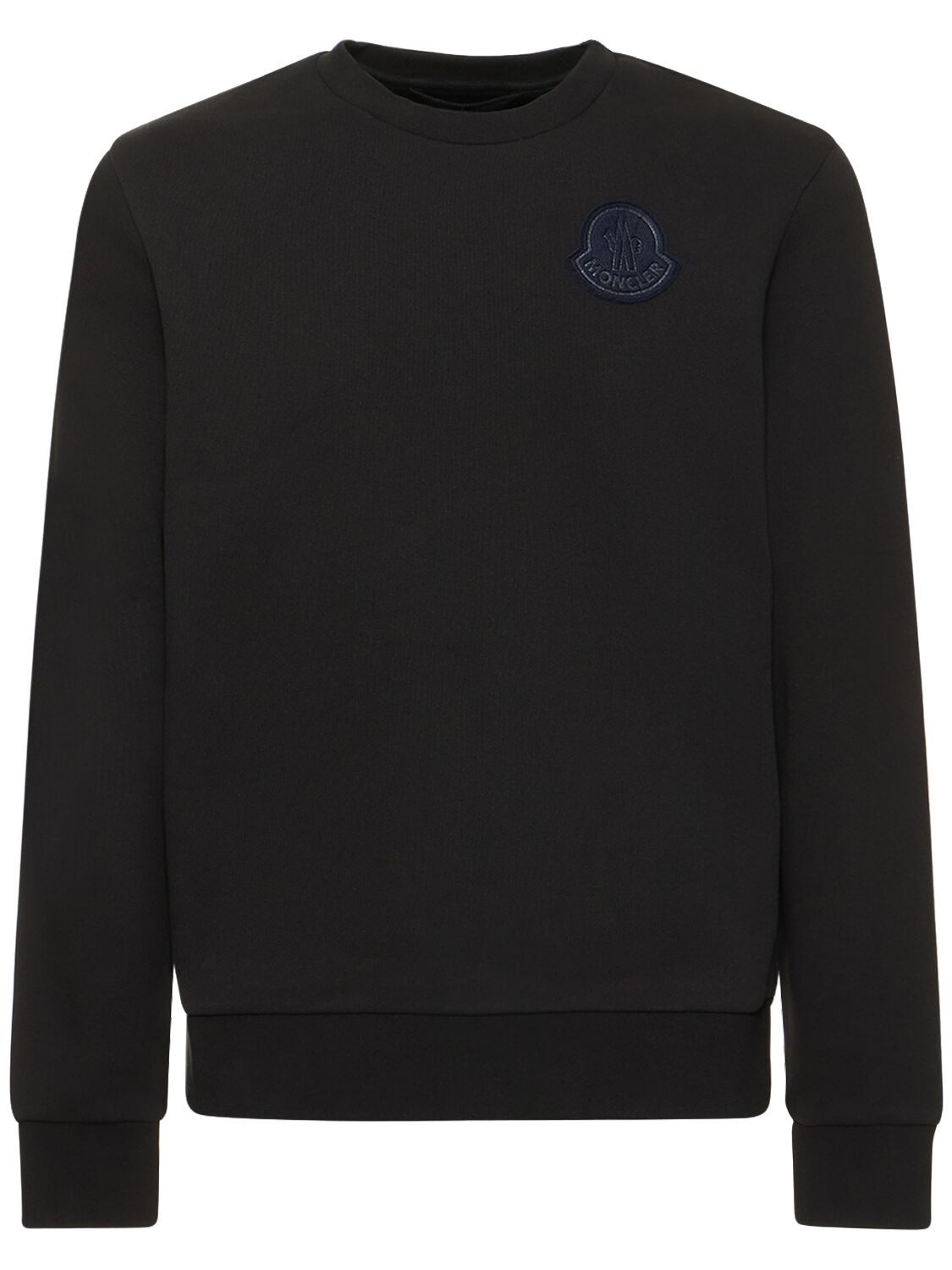 Shop Moncler Logo Patch Cotton Sweatshirt In Black