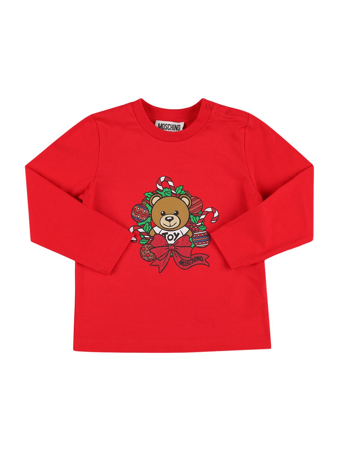 Moschino Kids' Rubberized Cotton Jersey T-shirt In Red