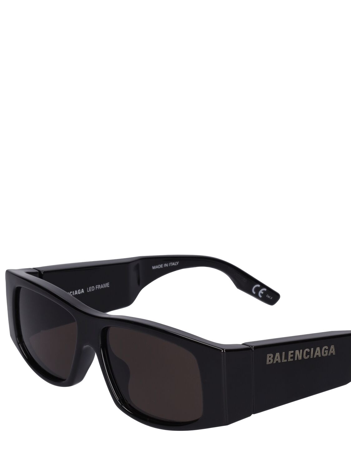 Shop Balenciaga 0100s Led Frame Sunglasses In Black