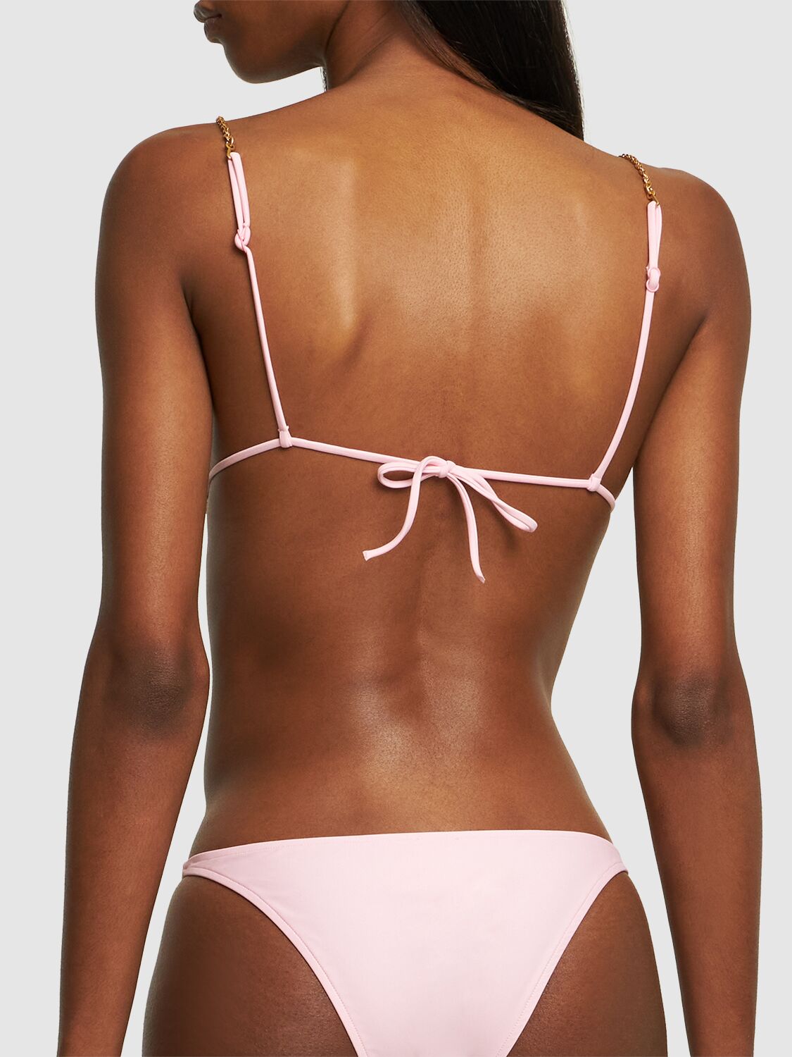 Shop Dolla Paris Dolores Triangle Bikini Set W/chain In 핑크