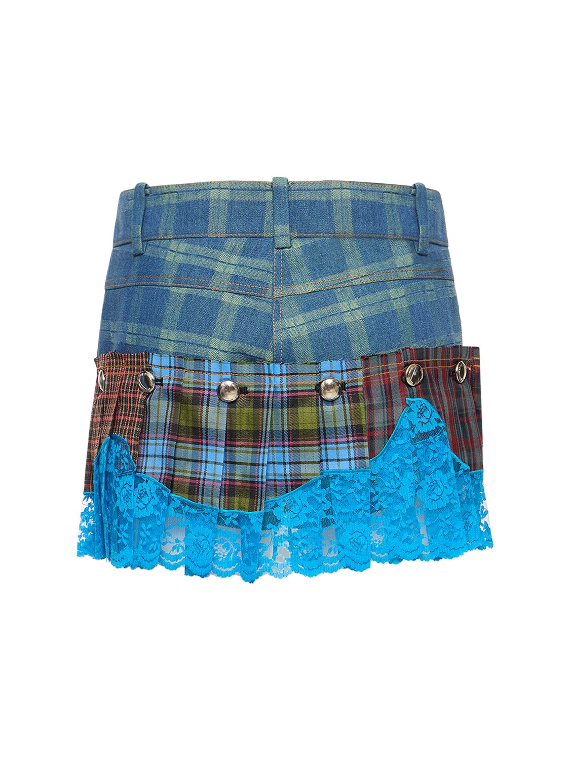 Shop Andersson Bell Sasha Micro Check Cotton Blend Skort In Blue Check