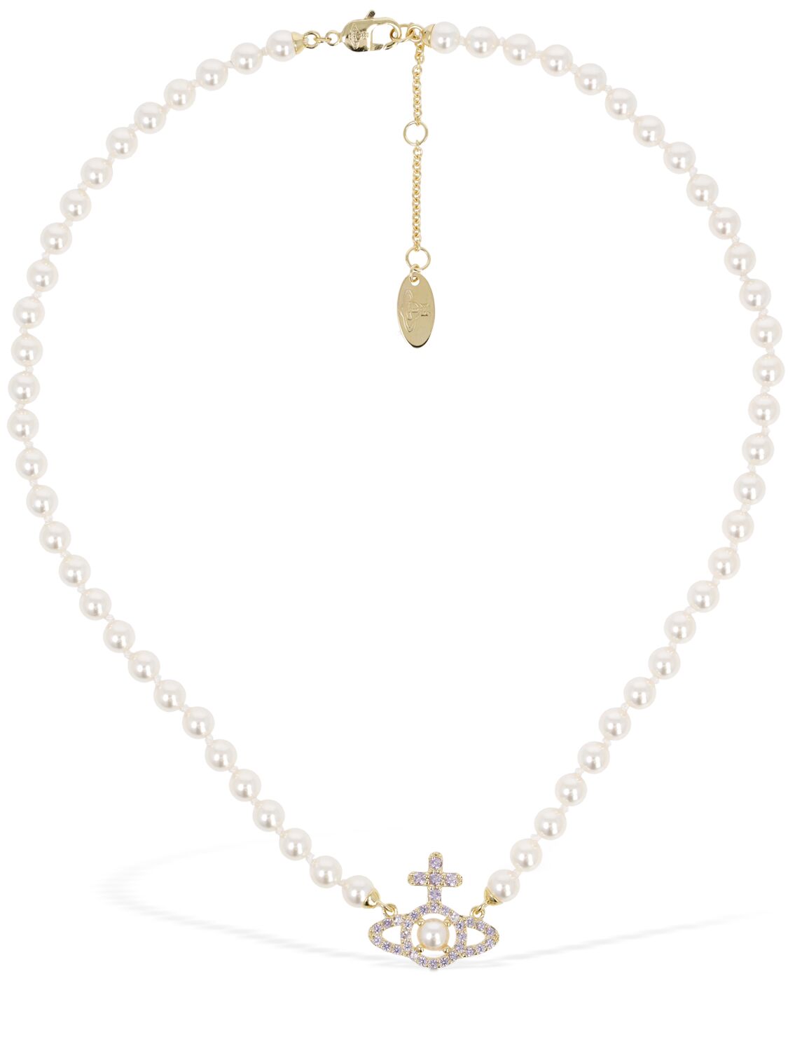 Vivienne Westwood Olympia Pearl Necklace In Cream,gold