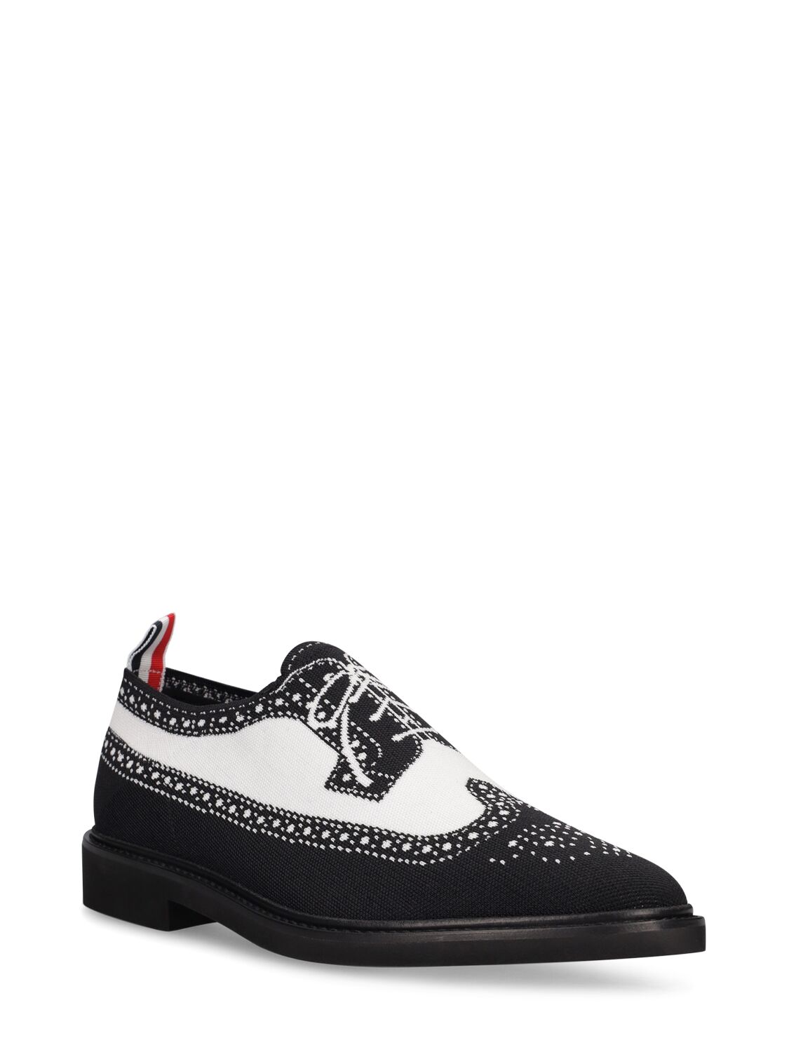 Thom Browne Longwing Brogue Loafers In Trompe L'oeil Knit In White