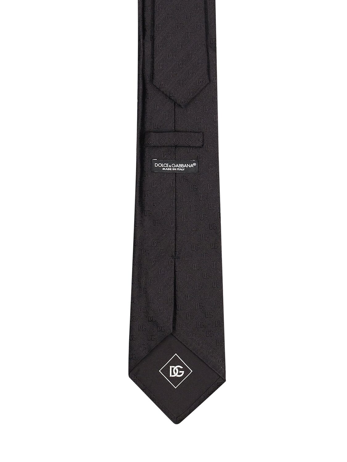 Shop Dolce & Gabbana Logo Jacquard Knit Tie In Black