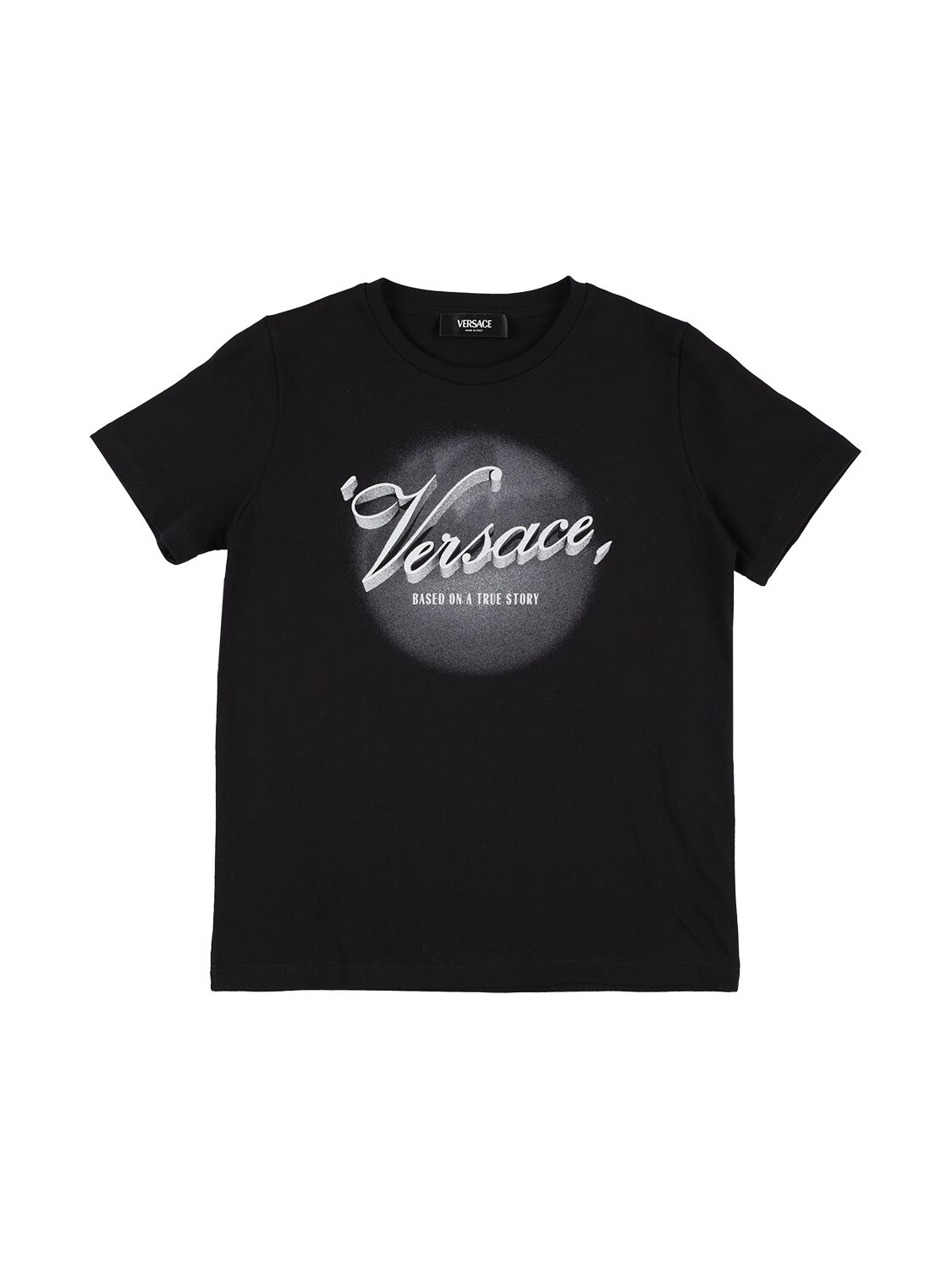 Versace Kids' Printed Logo Cotton Jersey T-shirt In Black