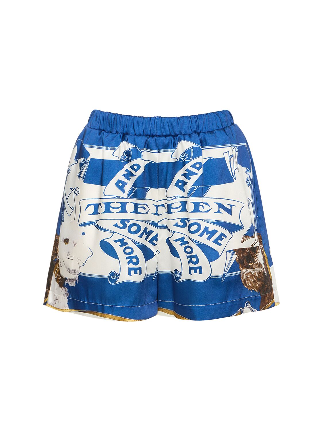 Msgm Graphic-print Satin Mini Shorts In Off White