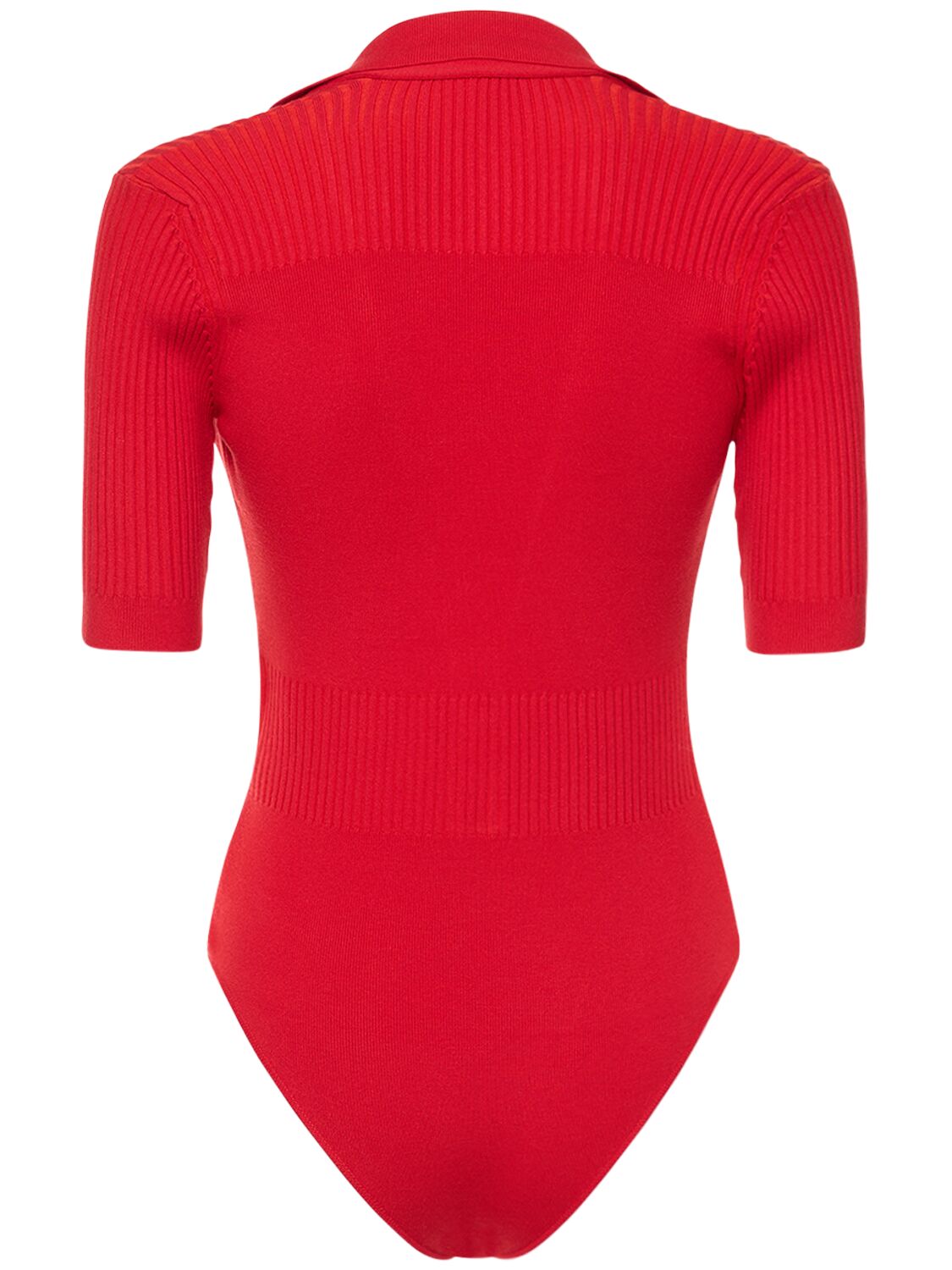 Shop Jacquemus Le Body Yauco Rib Knit Viscose Bodysuit In Red