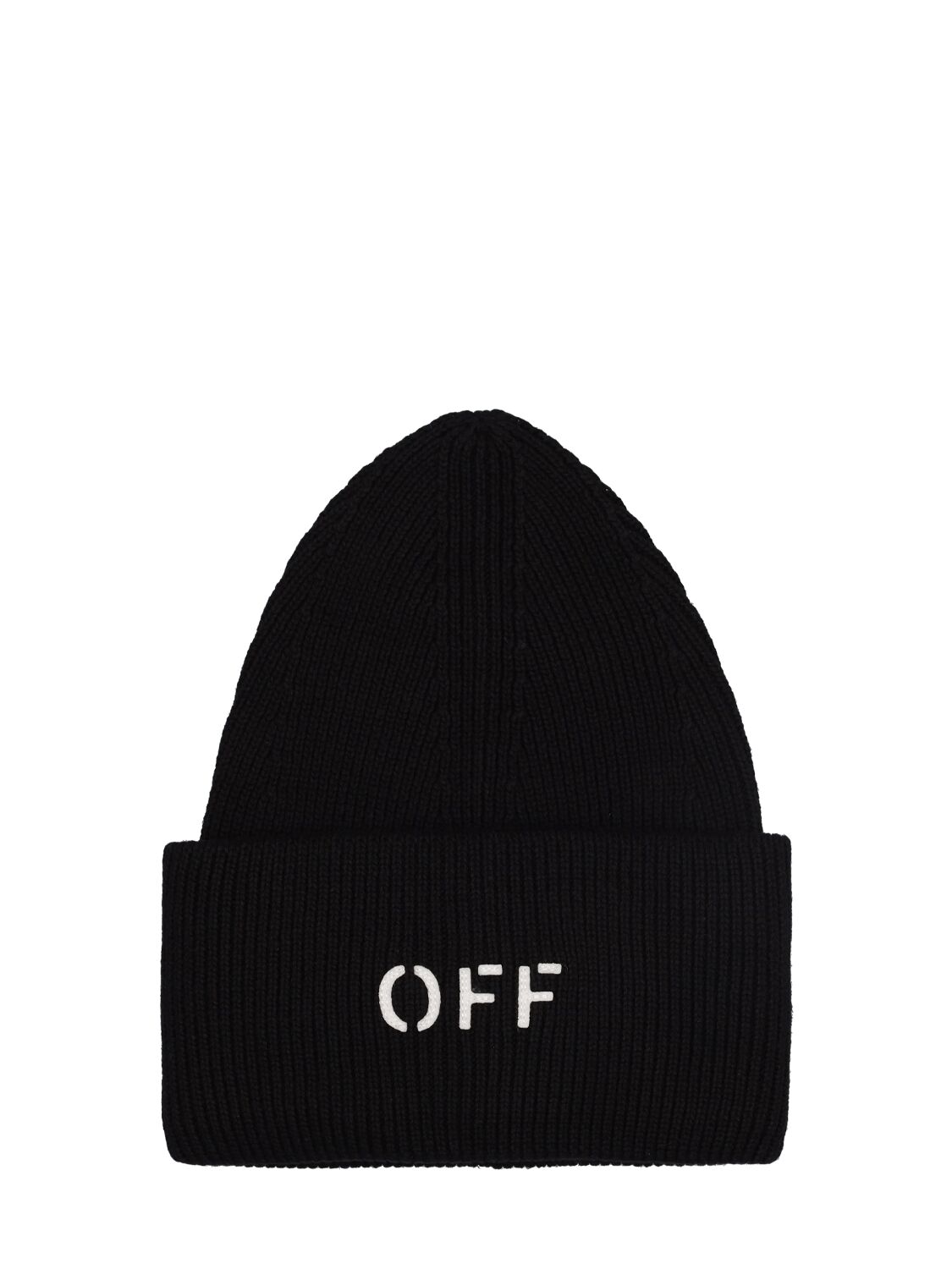 Shop Off-white Off Stamp Loose Knit Cotton Blend Beanie In Black