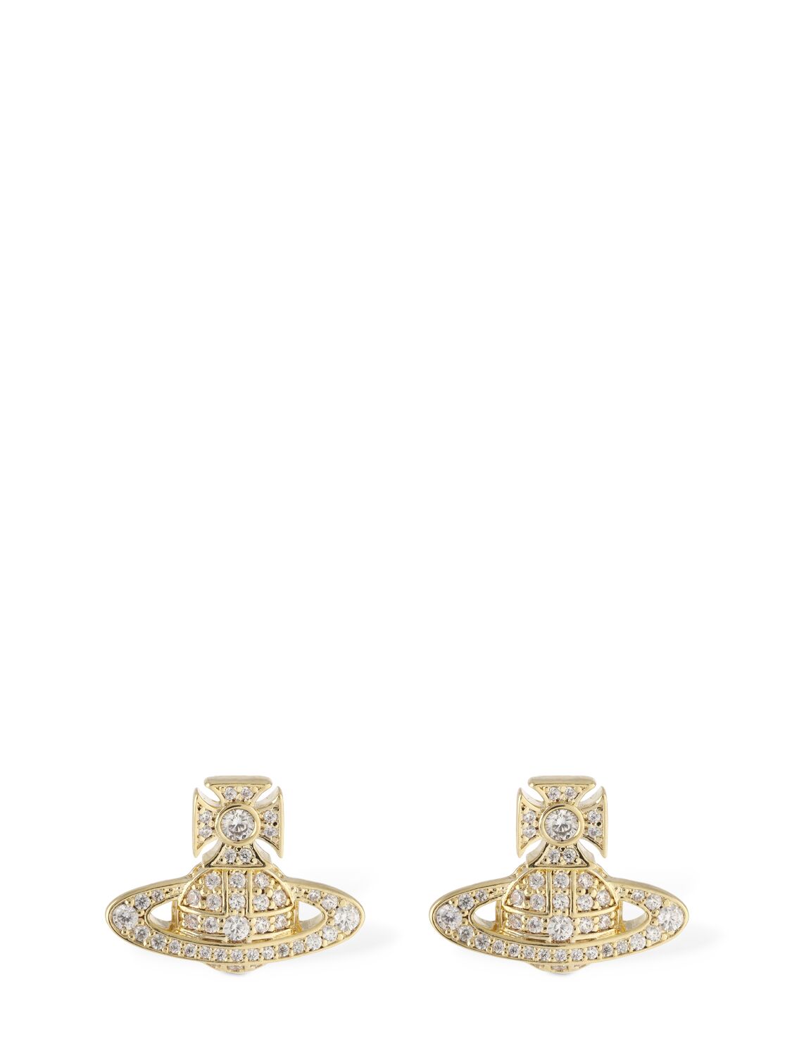 Vivienne Westwood Carmela Bas Relief Stud Earrings In Gold,crystal