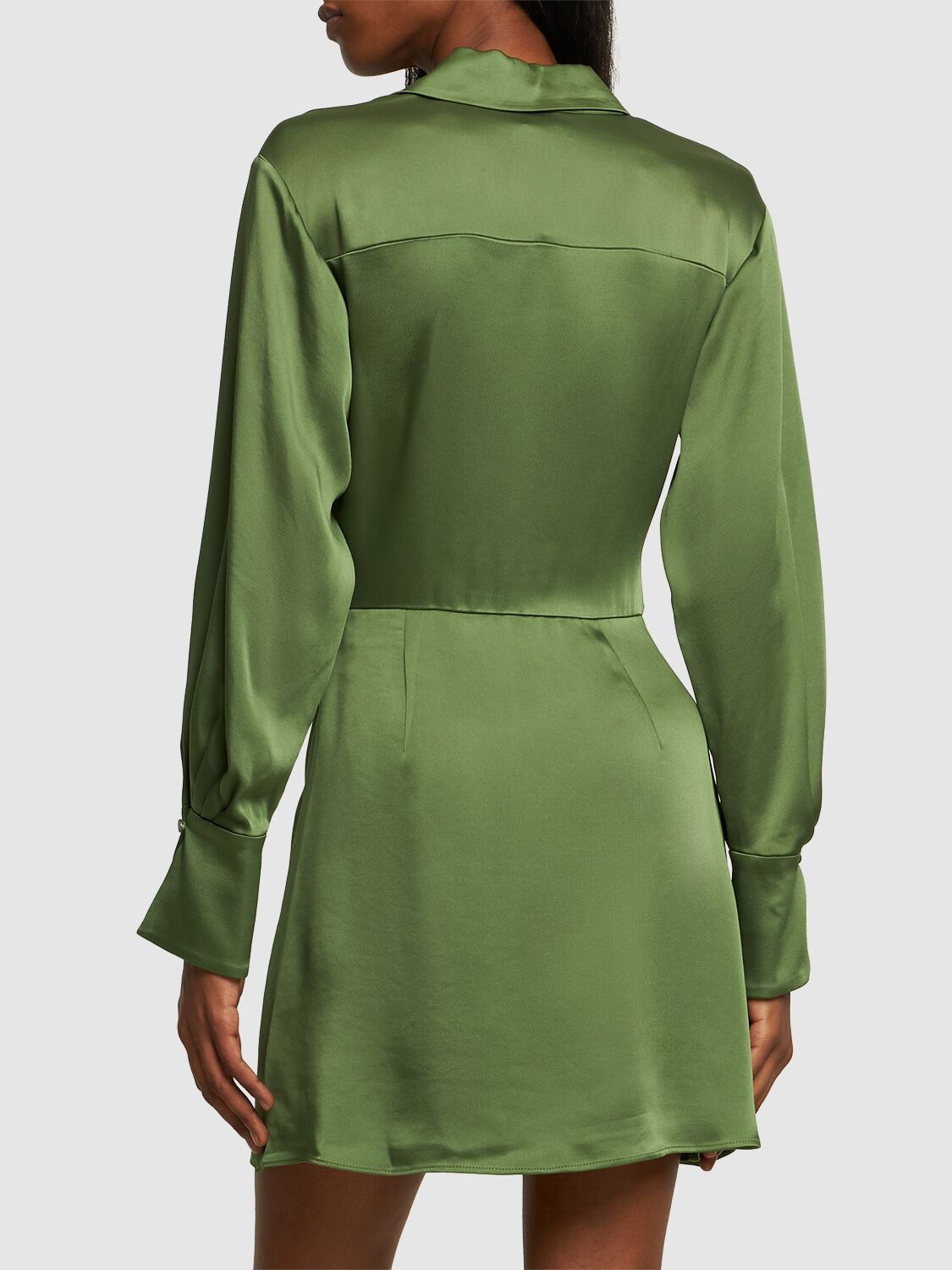 Shop Jonathan Simkhai Talit Draped Satin Mini Dress In Olive Green