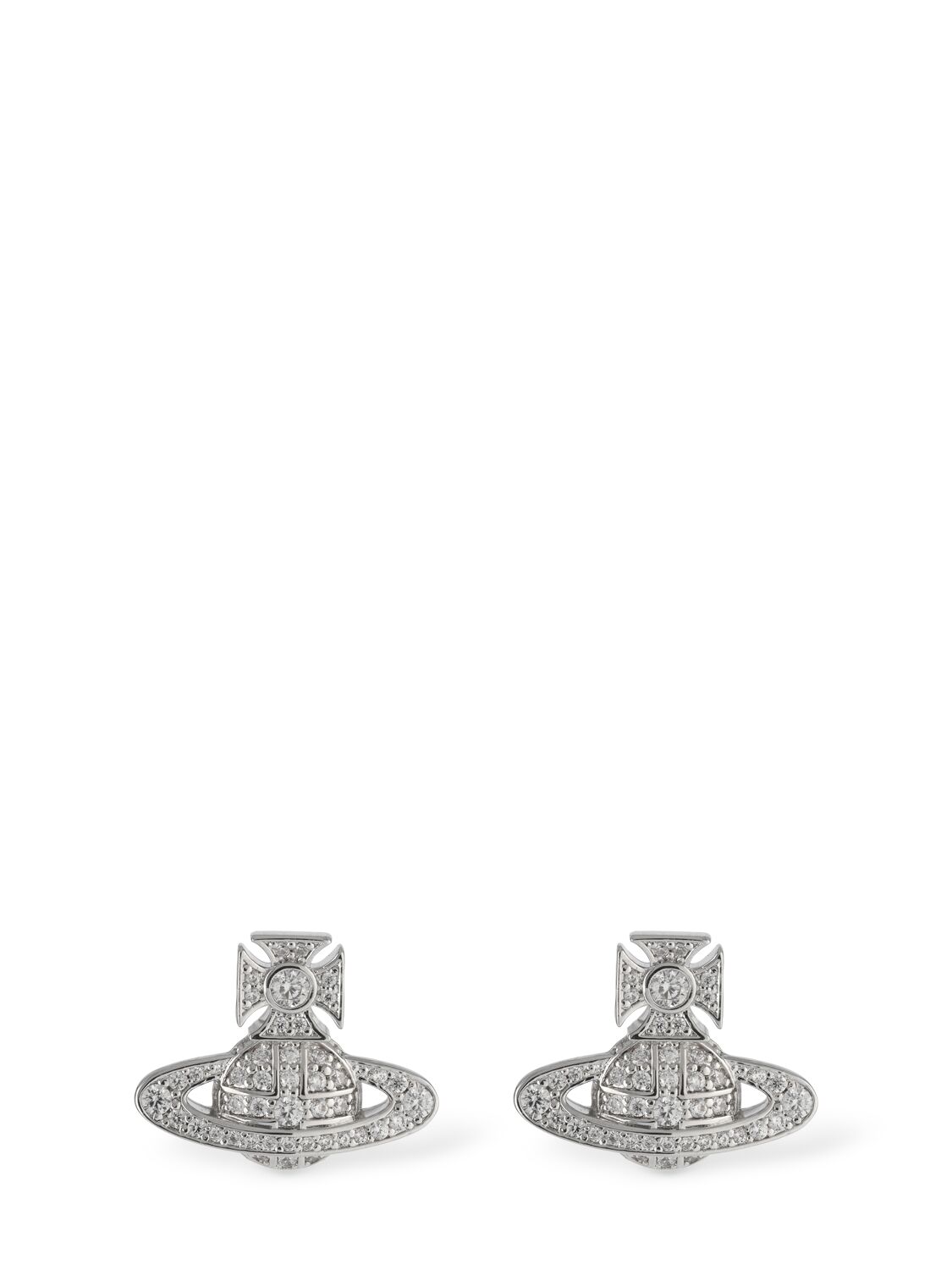 Vivienne Westwood Carmela Bas Relief Stud Crystal Earrings In Silver