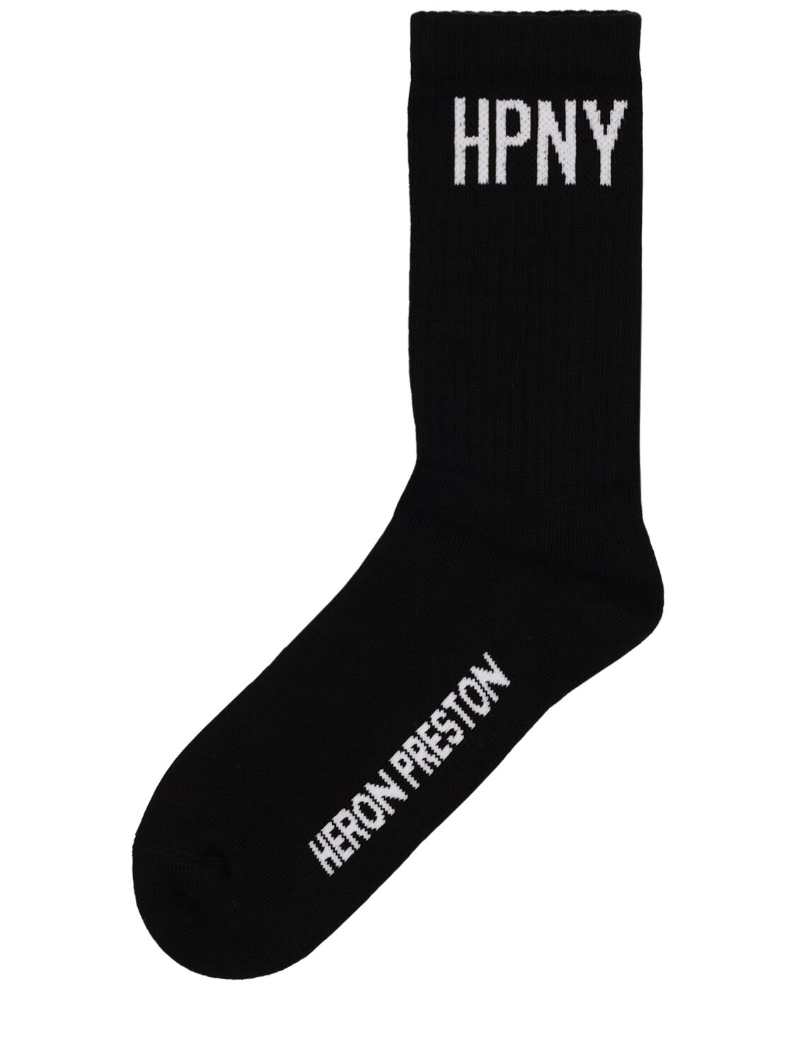 Shop Heron Preston Hpny Cotton Blend Long Socks In Black,white