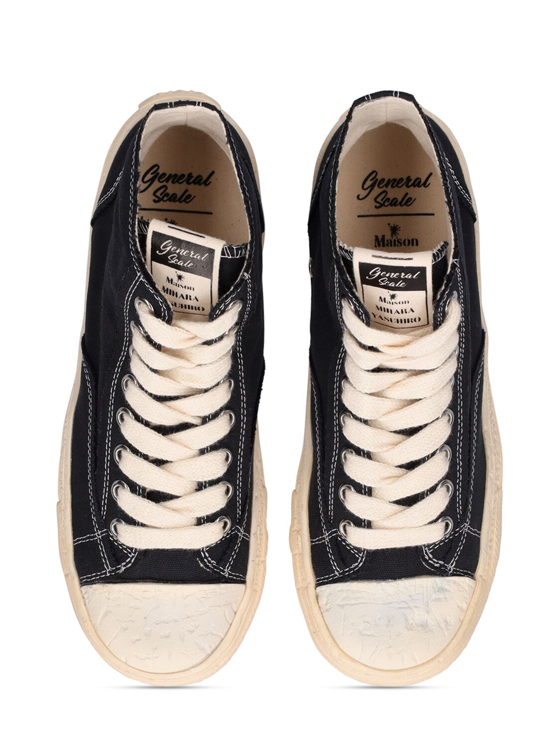 MIHARAYASUHIRO PAST SOLE CANVAS HIGH TOP SNEAKERS 