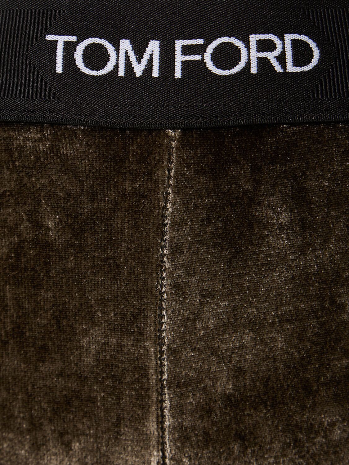 Shop Tom Ford Stretch Velvet Logo Leggings In Dark Grey