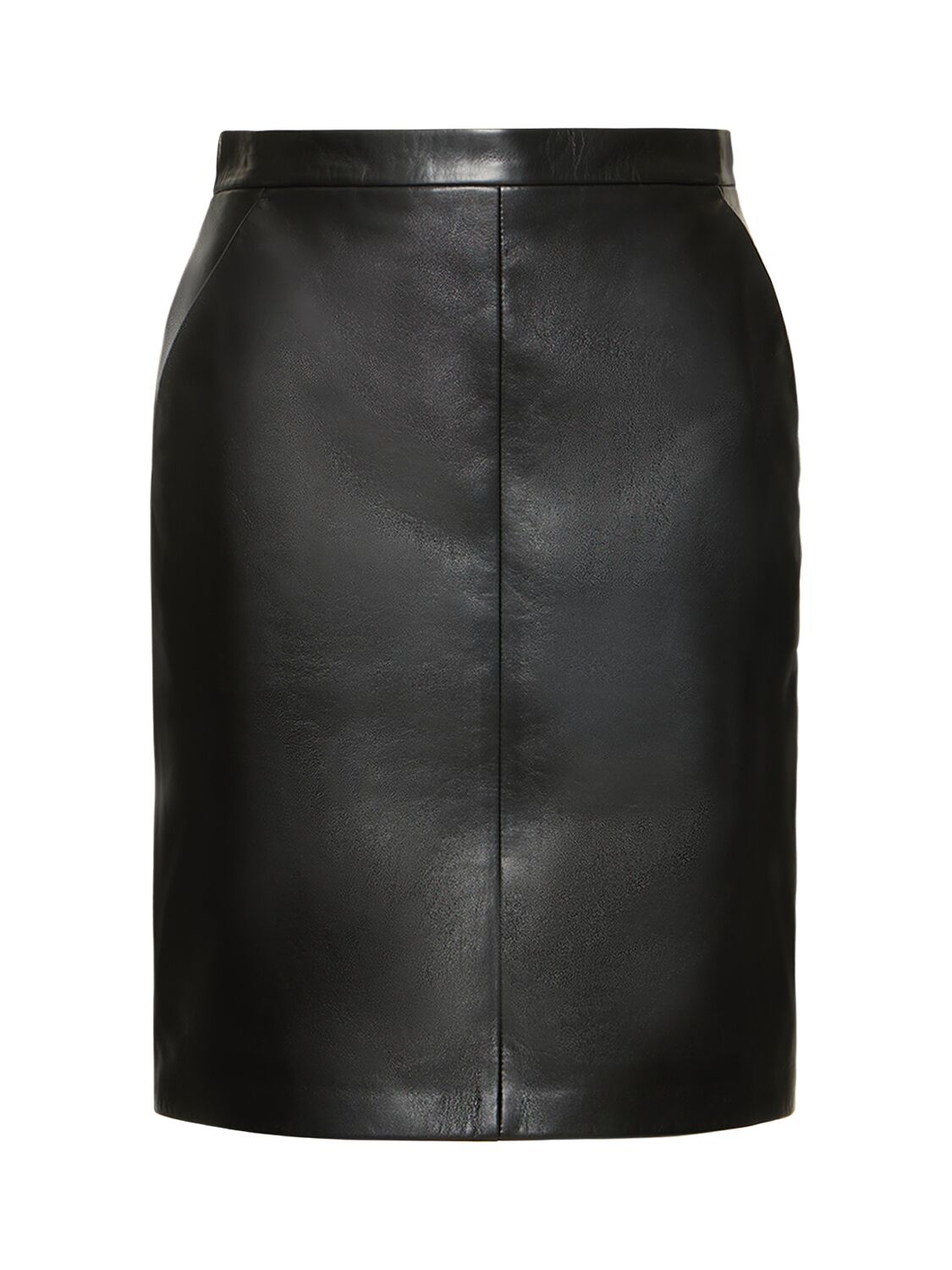 Saint Laurent Leather Pencil Skirt In Black