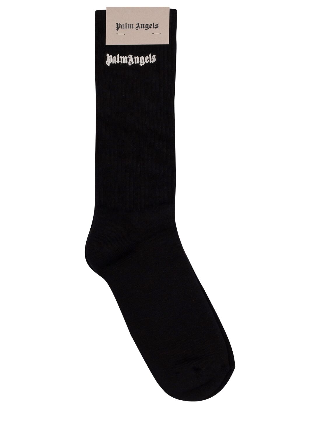 Palm Angels Embroidered Cotton Blend Socks In Black